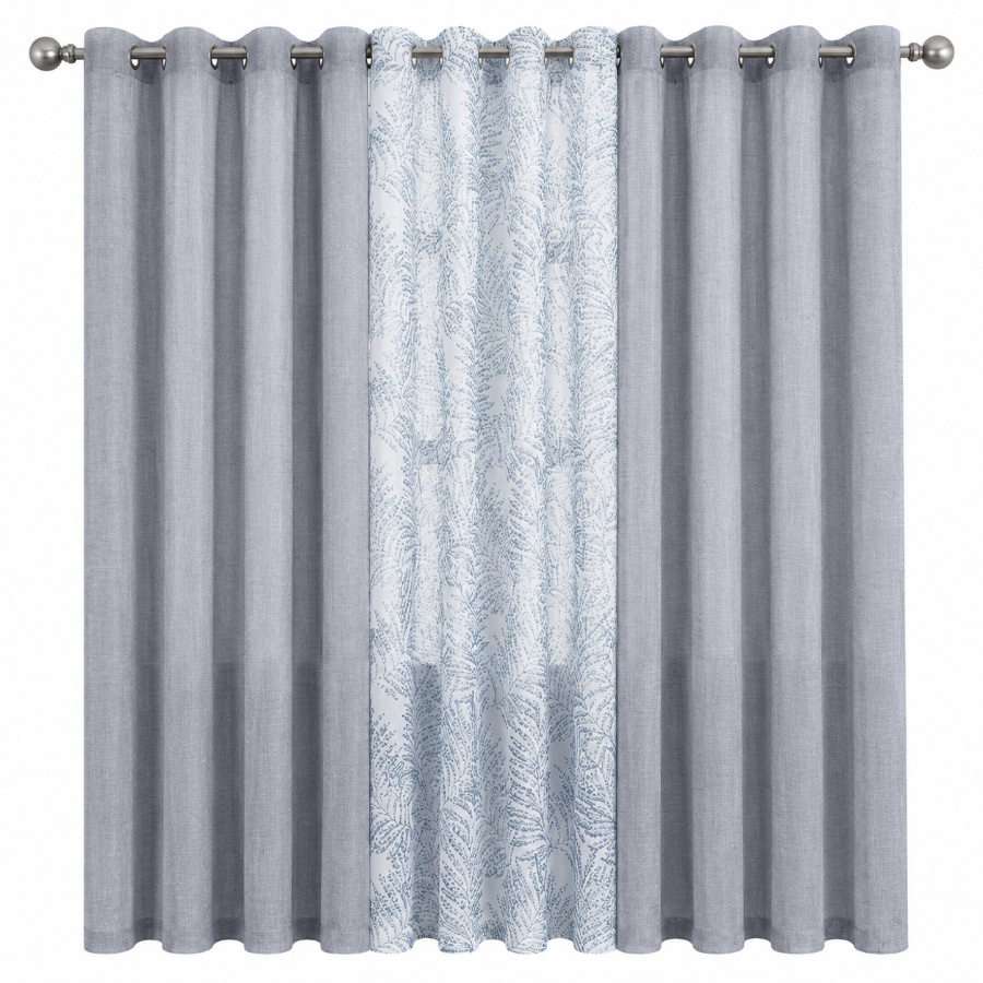 Bodil Plain & Print Set Of 3 Curtains