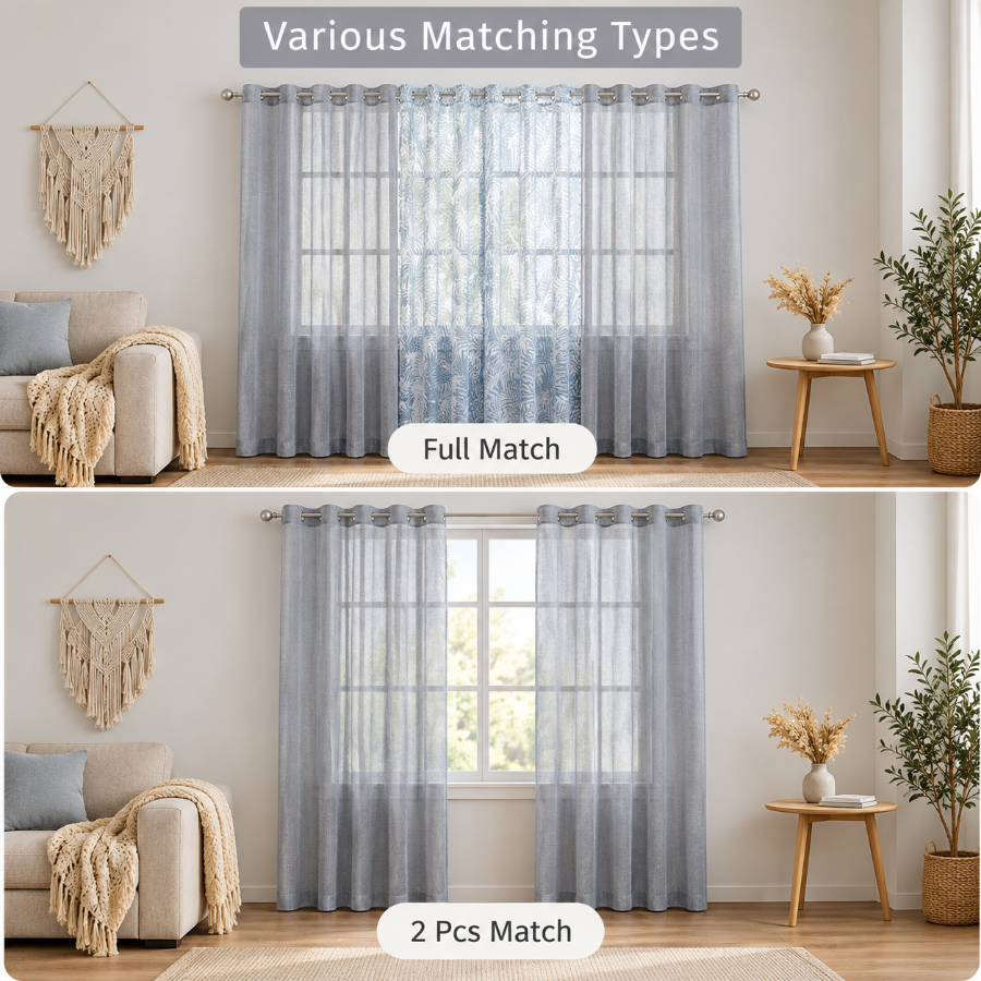 Bodil Plain & Print Set Of 3 Curtains