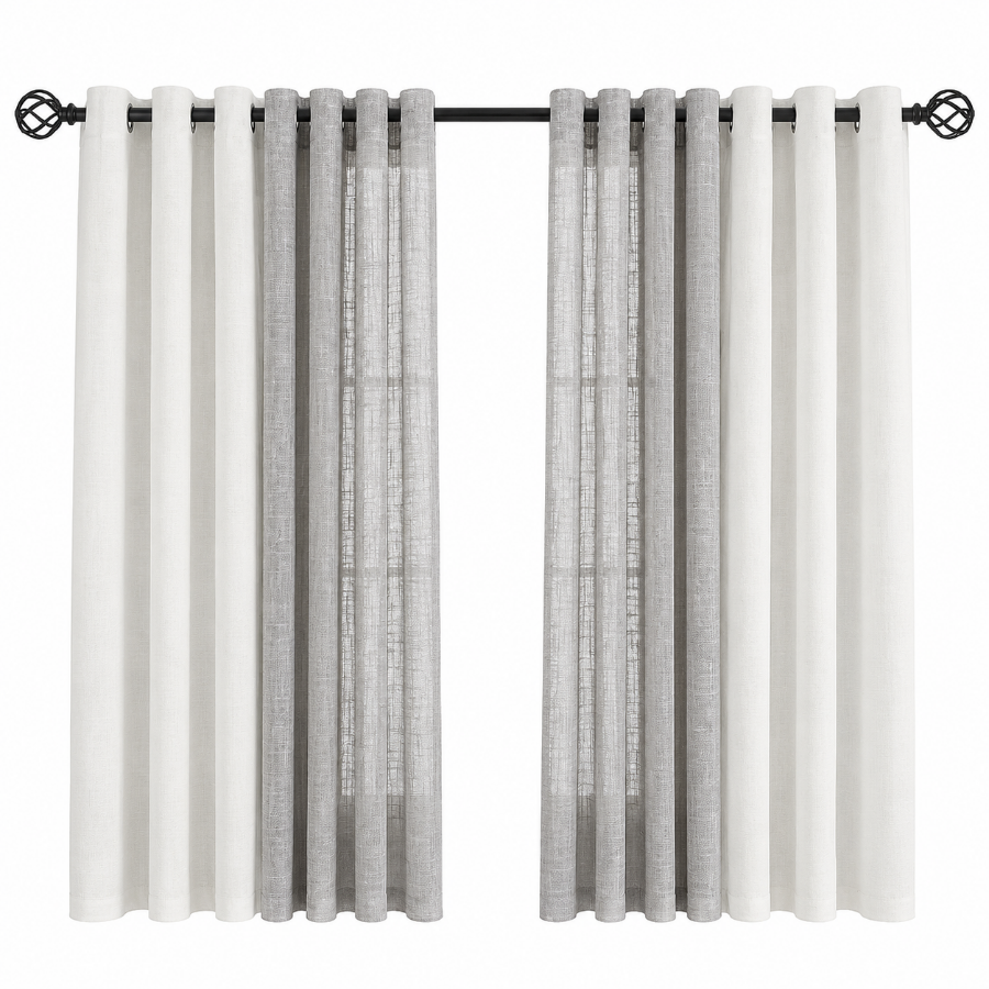 Bellis Plain Set of 4 Curtains