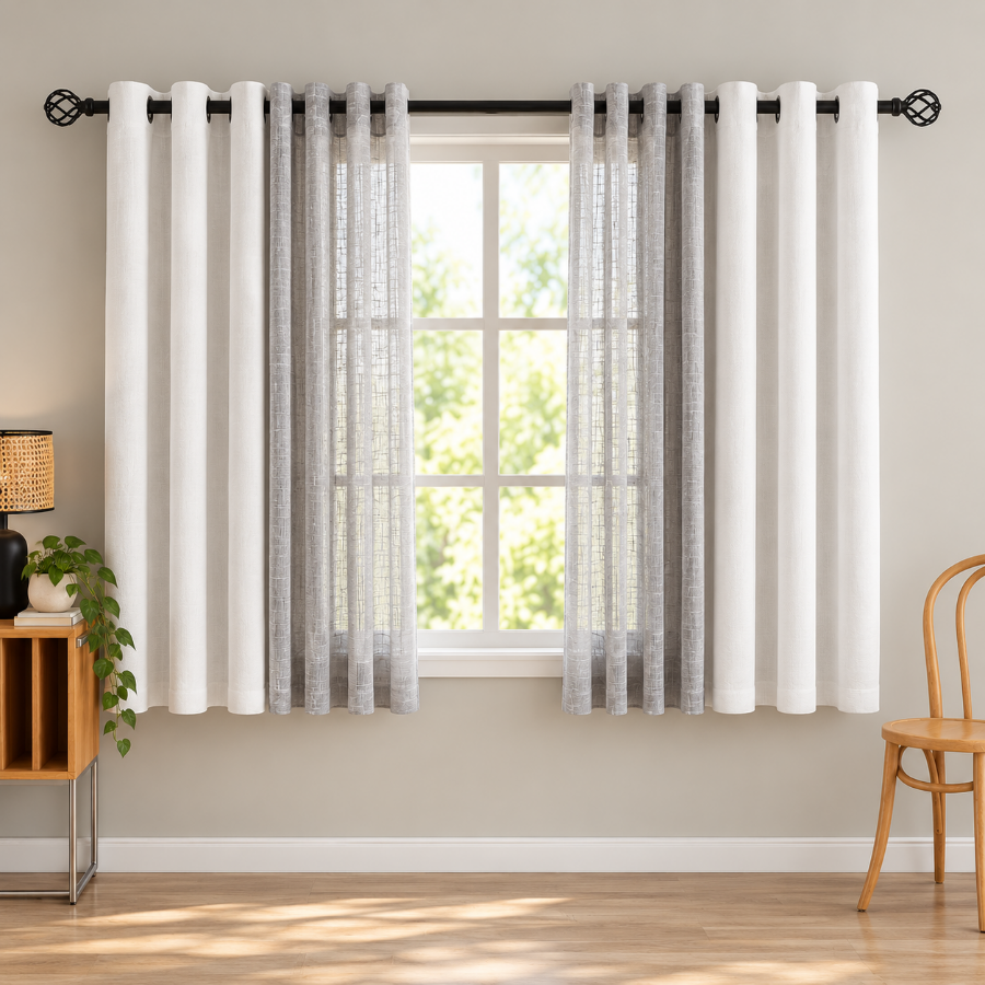 Bellis Plain Set of 4 Curtains