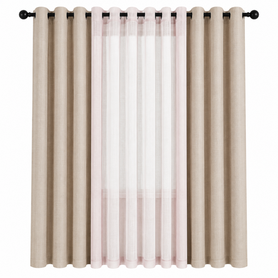 Betine Plain & Printed Set of 4 Curtains