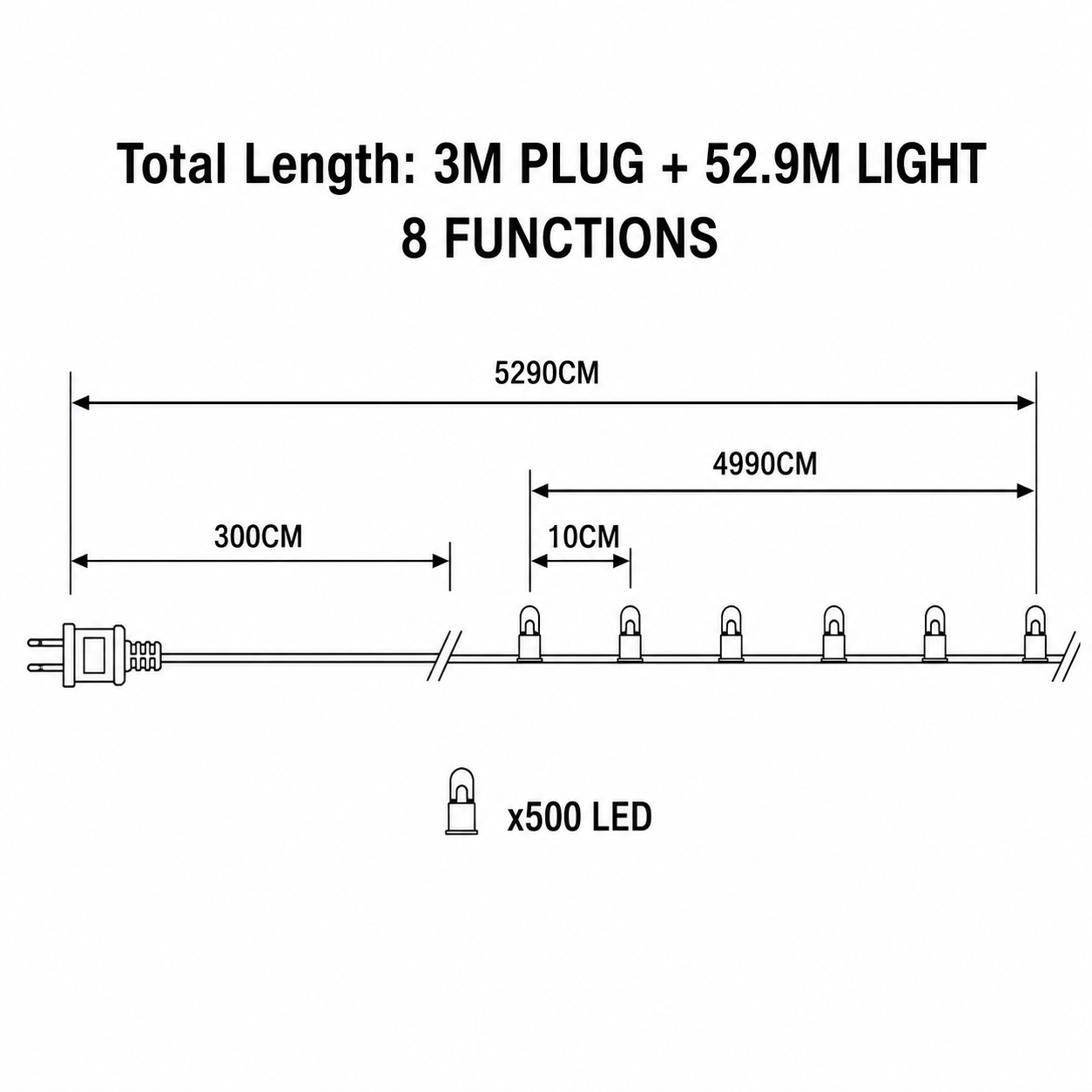 Christmas Lights 500led Warmwhite With Functions