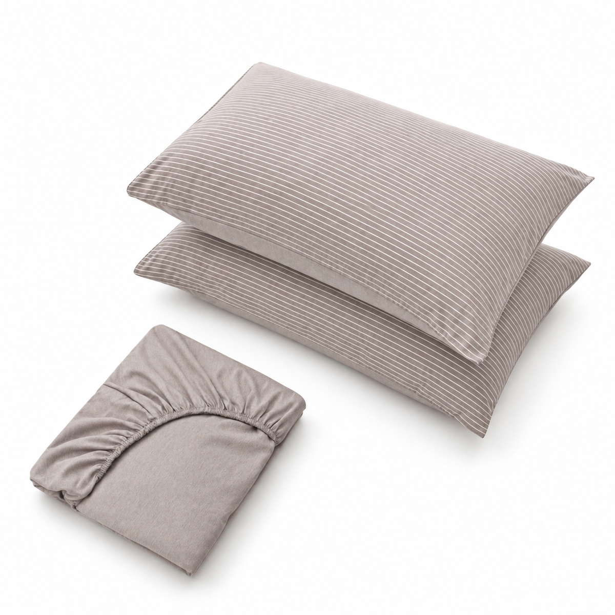 Reversible Stripe Khaki 3pc Sheet Set