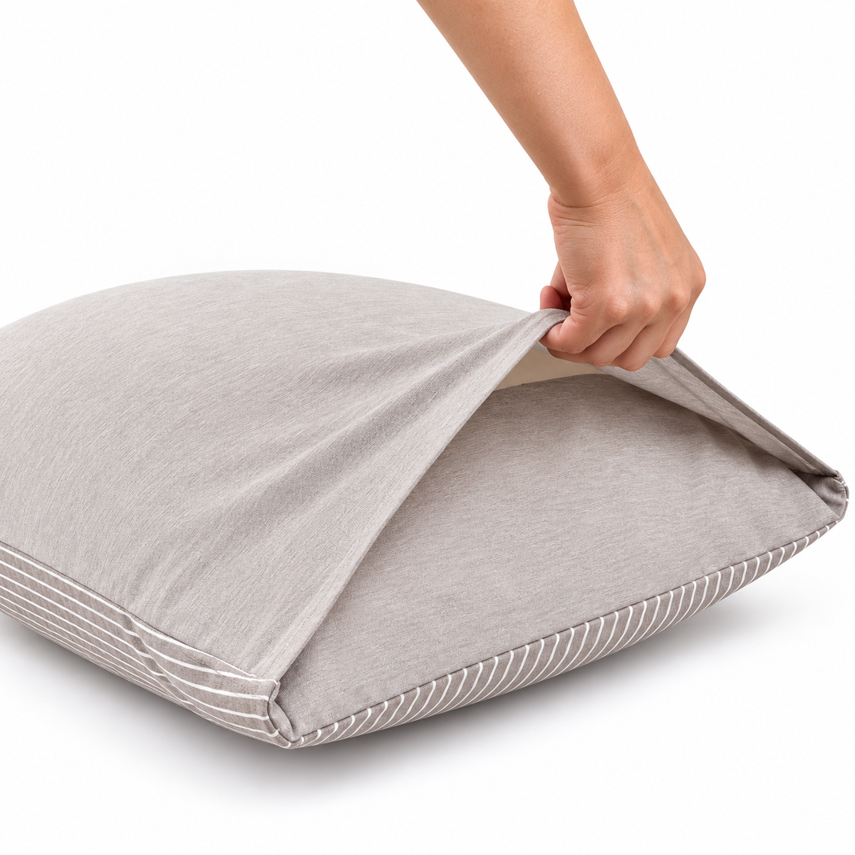 Reversible Stripe Khaki 4pc Flat Sheet Set