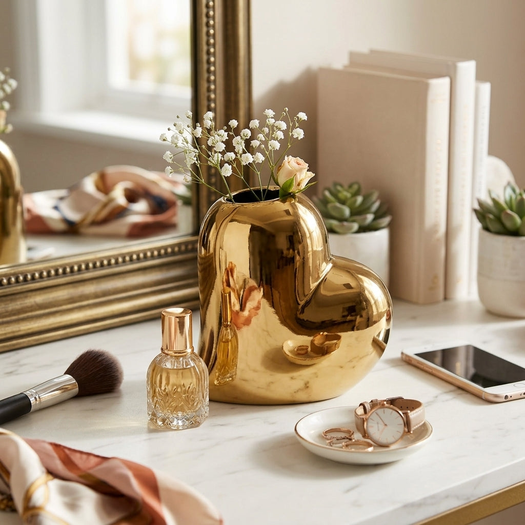 Golden Heart Vase 13cm