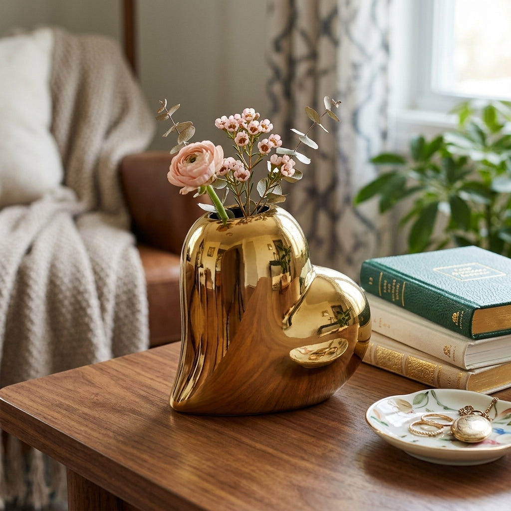 Golden Heart Vase 13cm