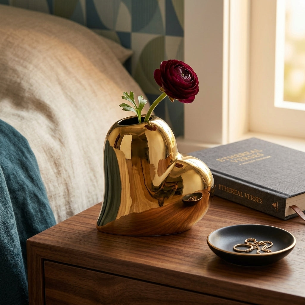 Golden Heart Vase 13cm