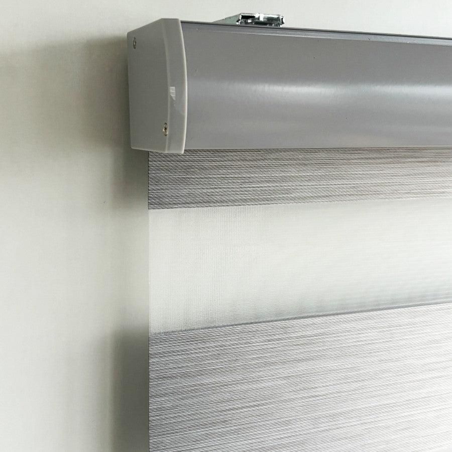 Pale Gray Blackout Zebra Blinds