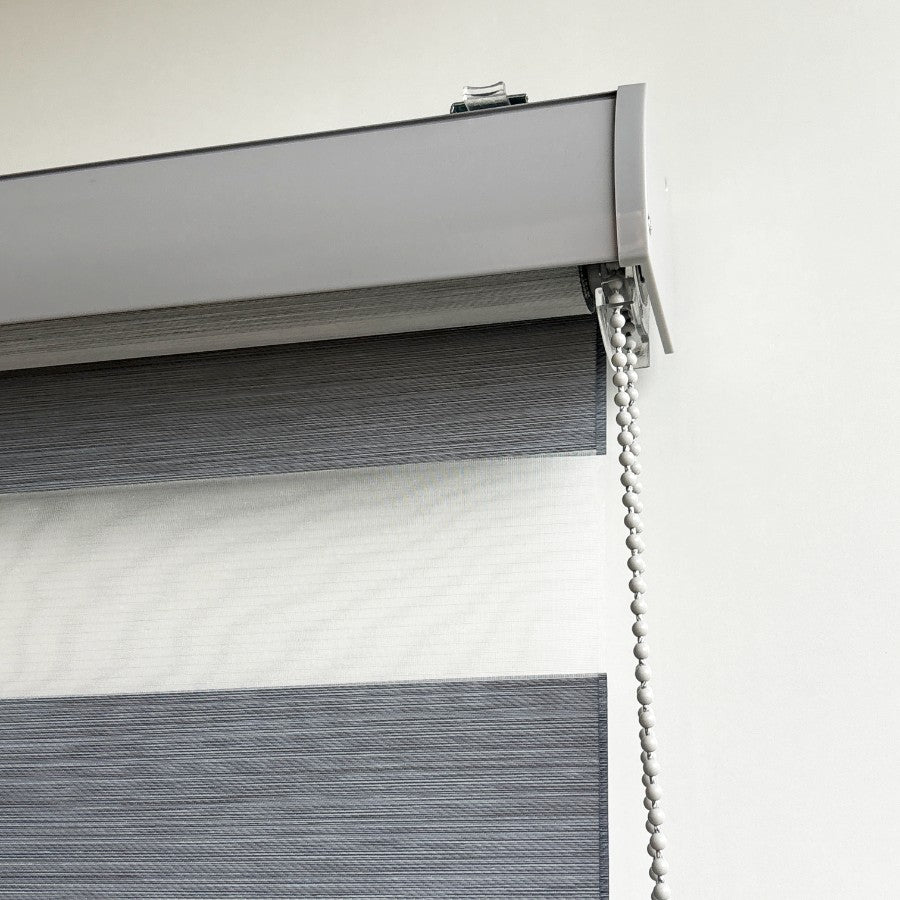 Pale Gray Blackout Zebra Blinds