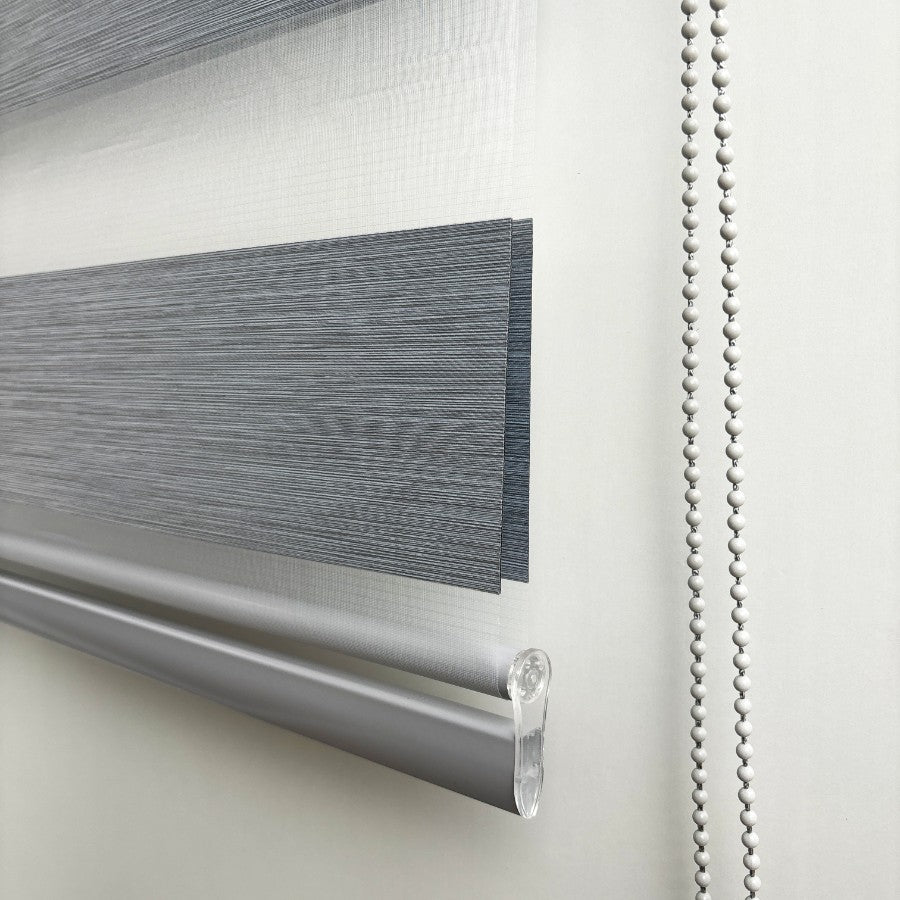 Pale Gray Blackout Zebra Blinds