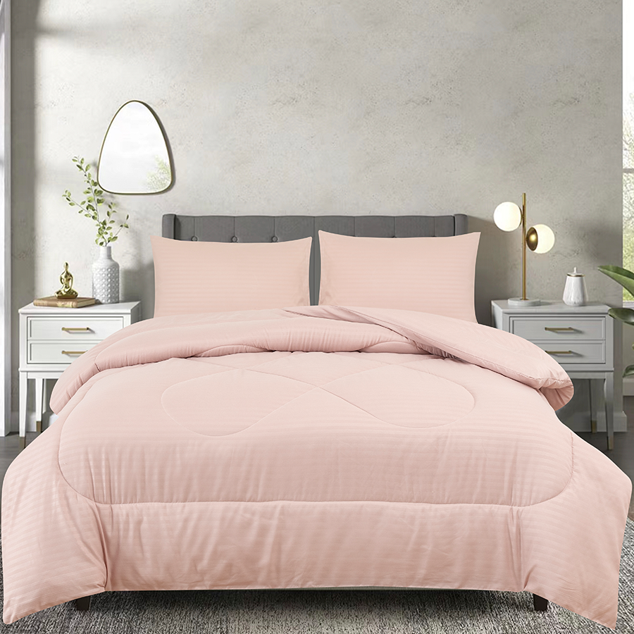 Deluxe Rose Dust Plain Bed in A Bag Linen