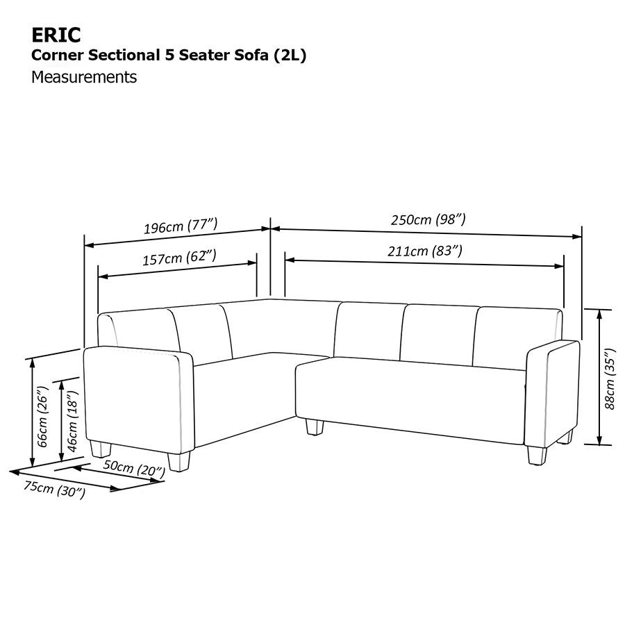 Eric Corner Sectional 5 Seat Sofa (2L) Sofa