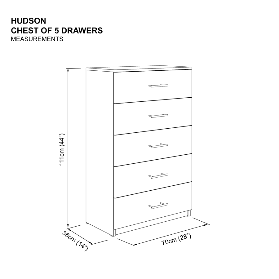 Hudson 5 Chest of Drawer