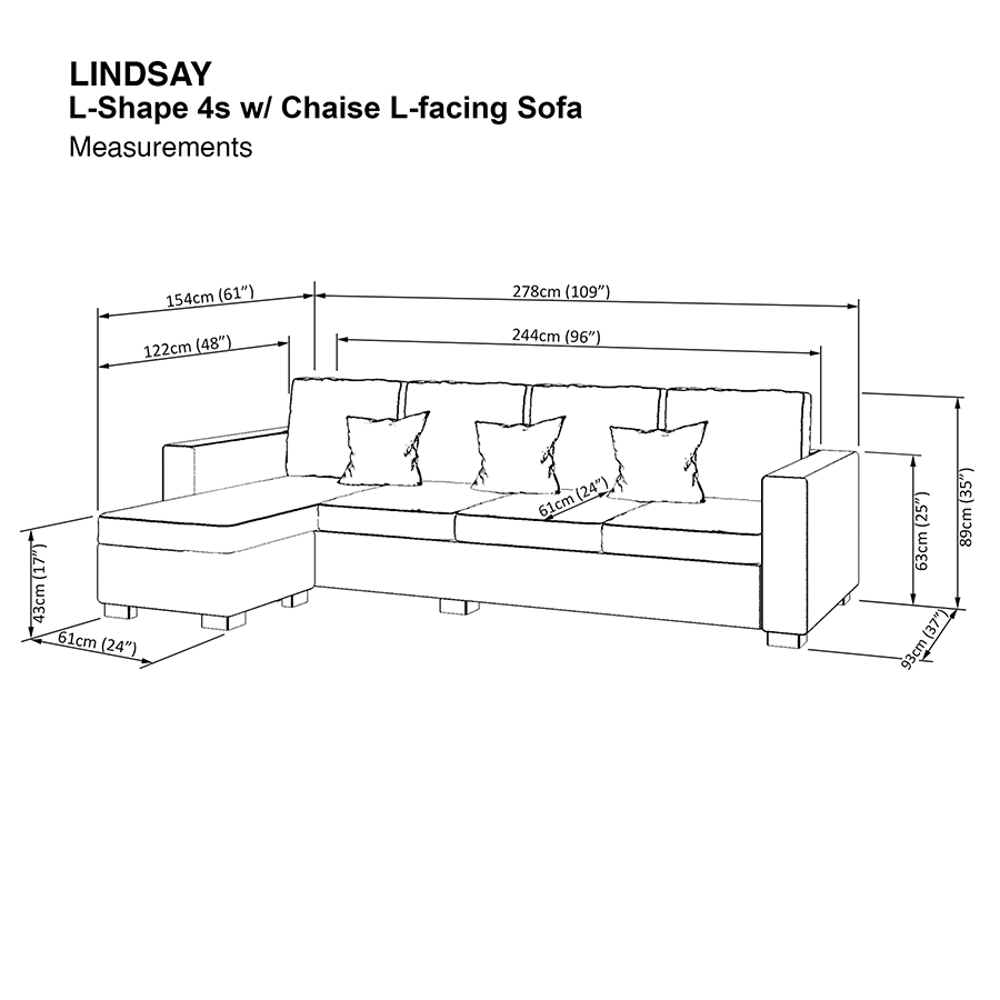 Lindsay L-shape 4 Seat with Chaise (Left Facing) Sofa