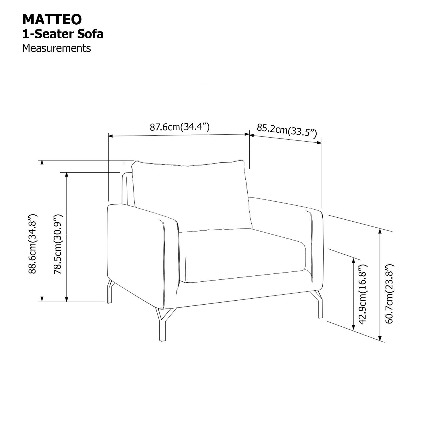Matteo 1 Seater Sofa