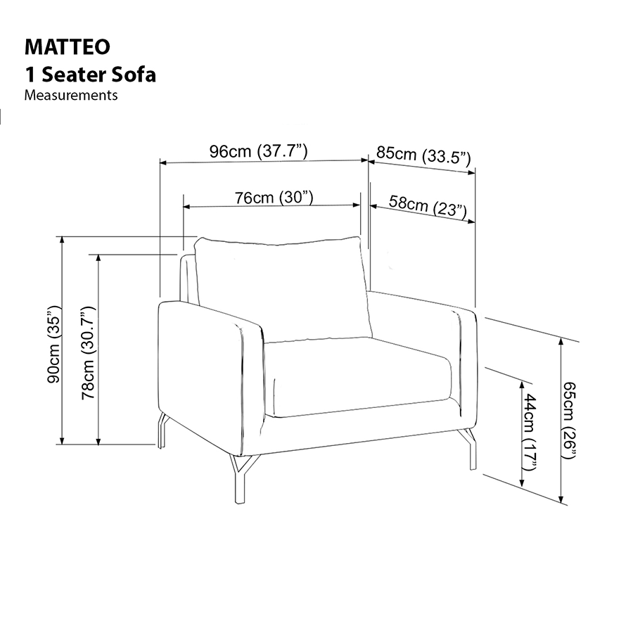 Matteo 1 Seater Sofa