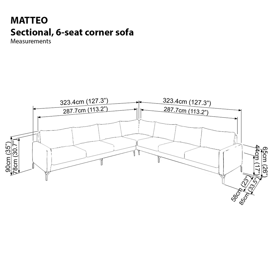 Matteo Sectional 6 Seat Corner Sofa