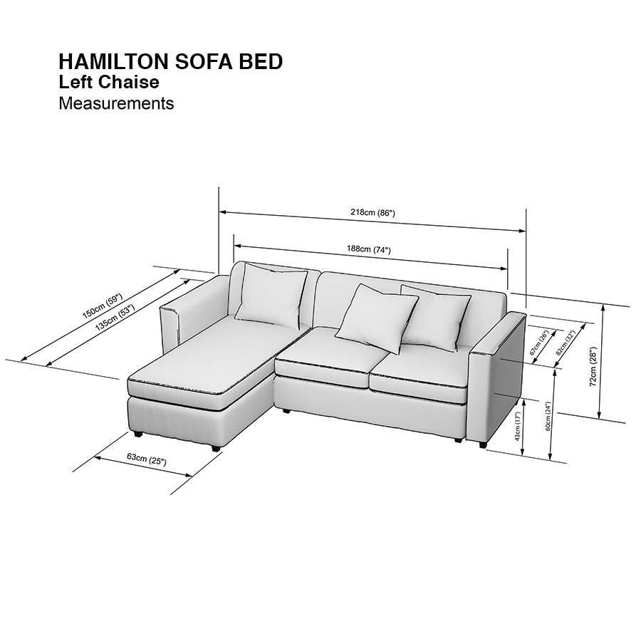 Hamilton Sofa Bed Left Chaise Sofa