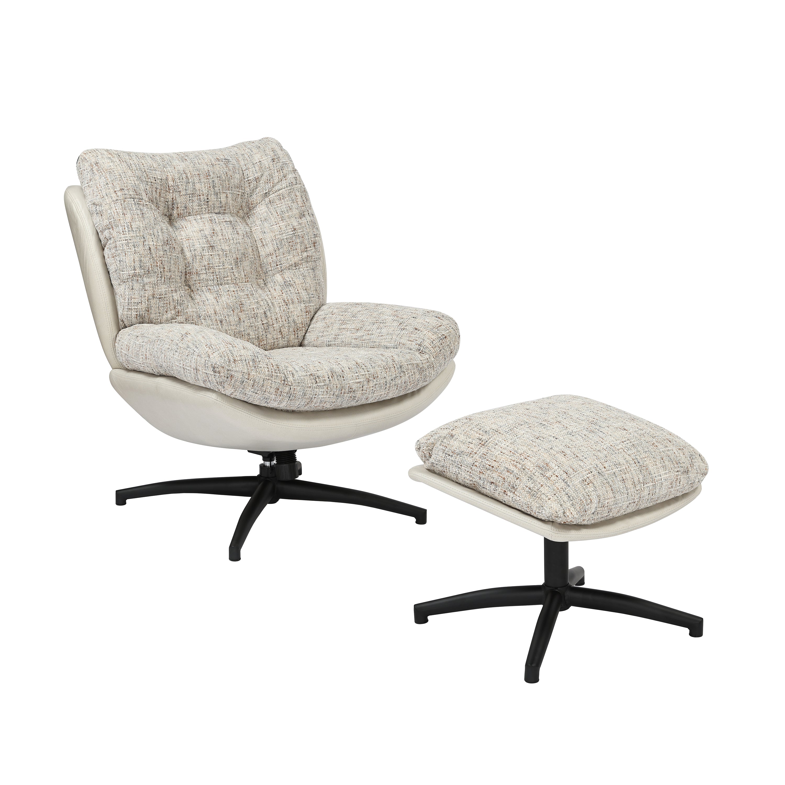 Dale Tilt and Swivel Accent Chair with Foot Stool
