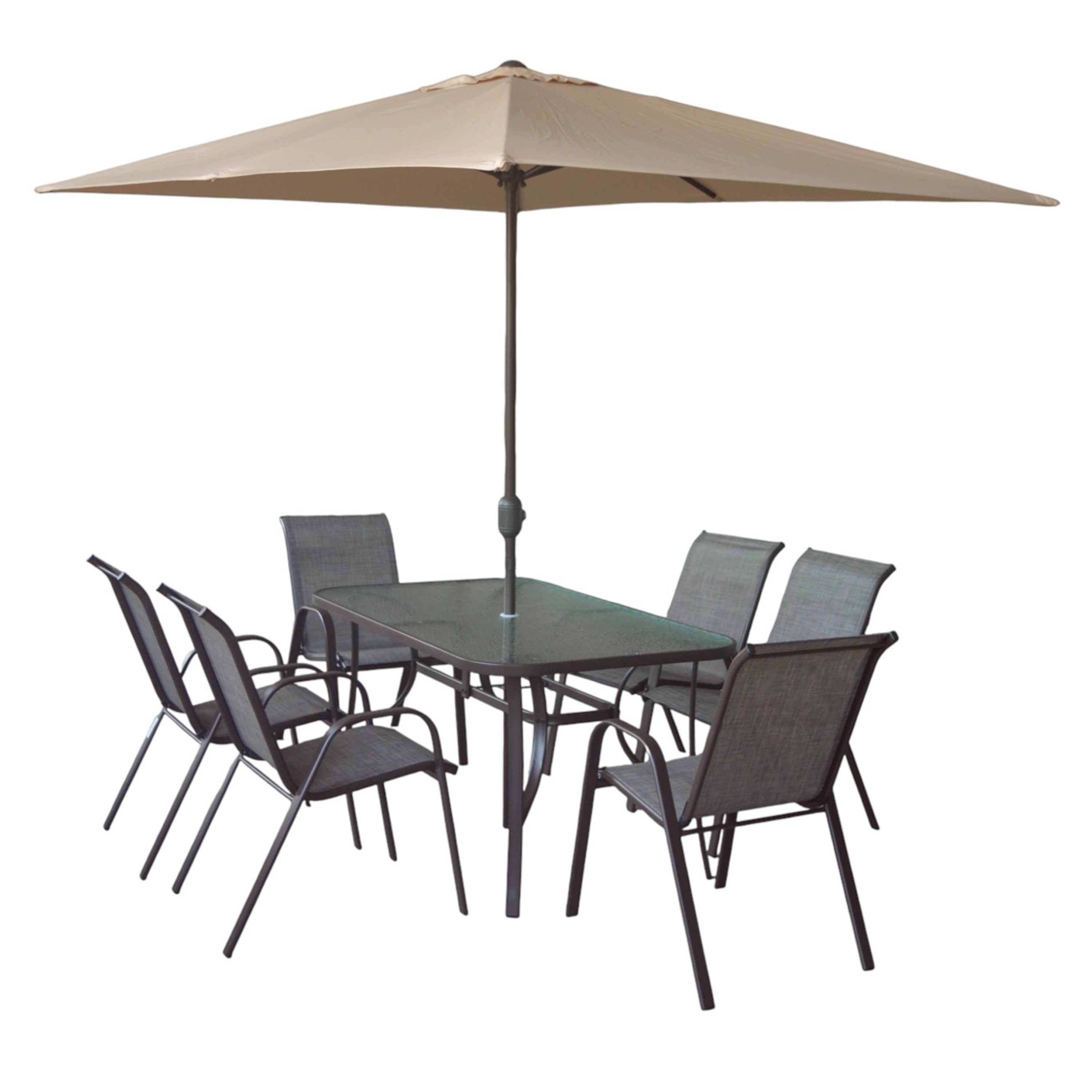 Synnova 6 Seater Outdoor Dining Set with Umbrella