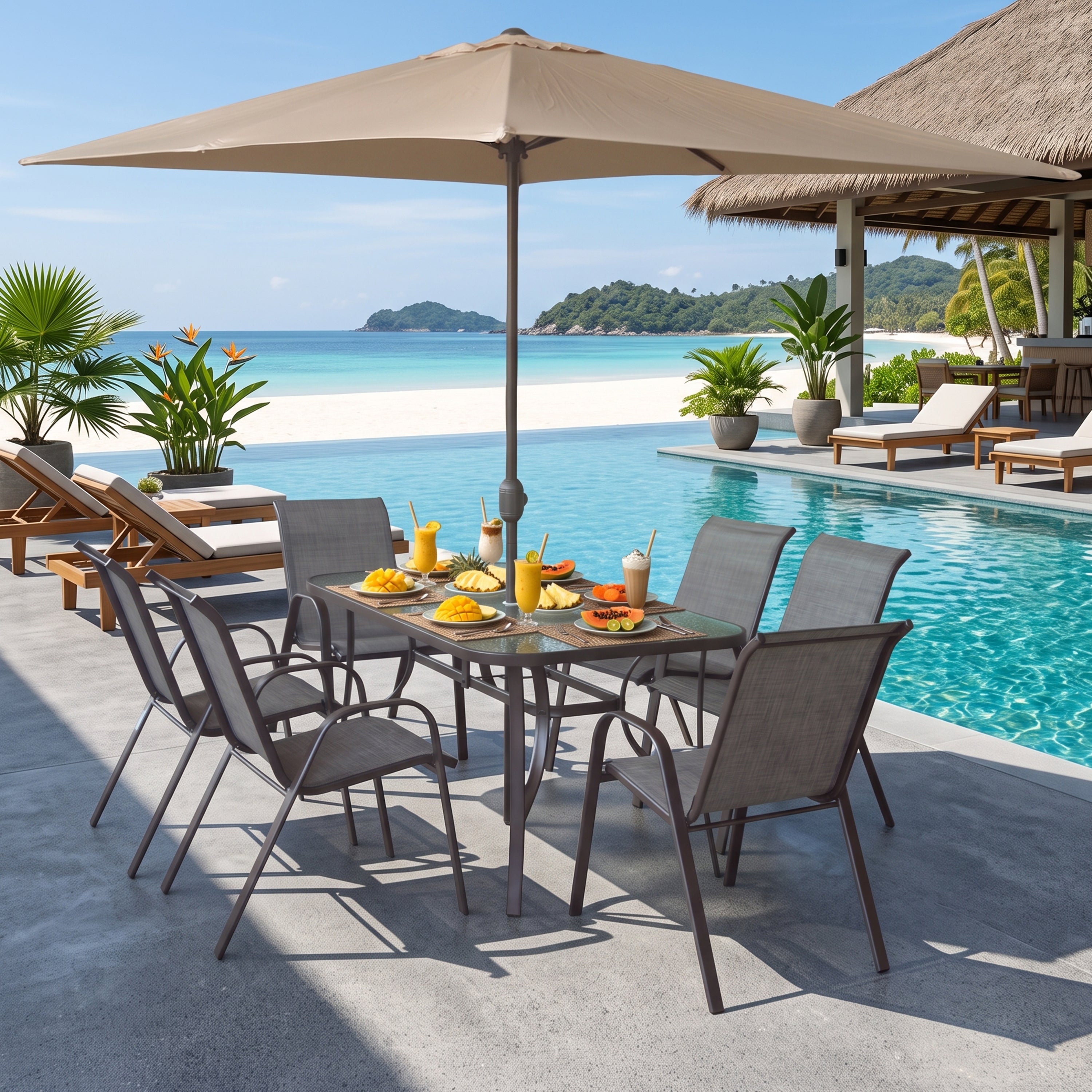 Synnova 6 Seater Outdoor Dining Set with Umbrella