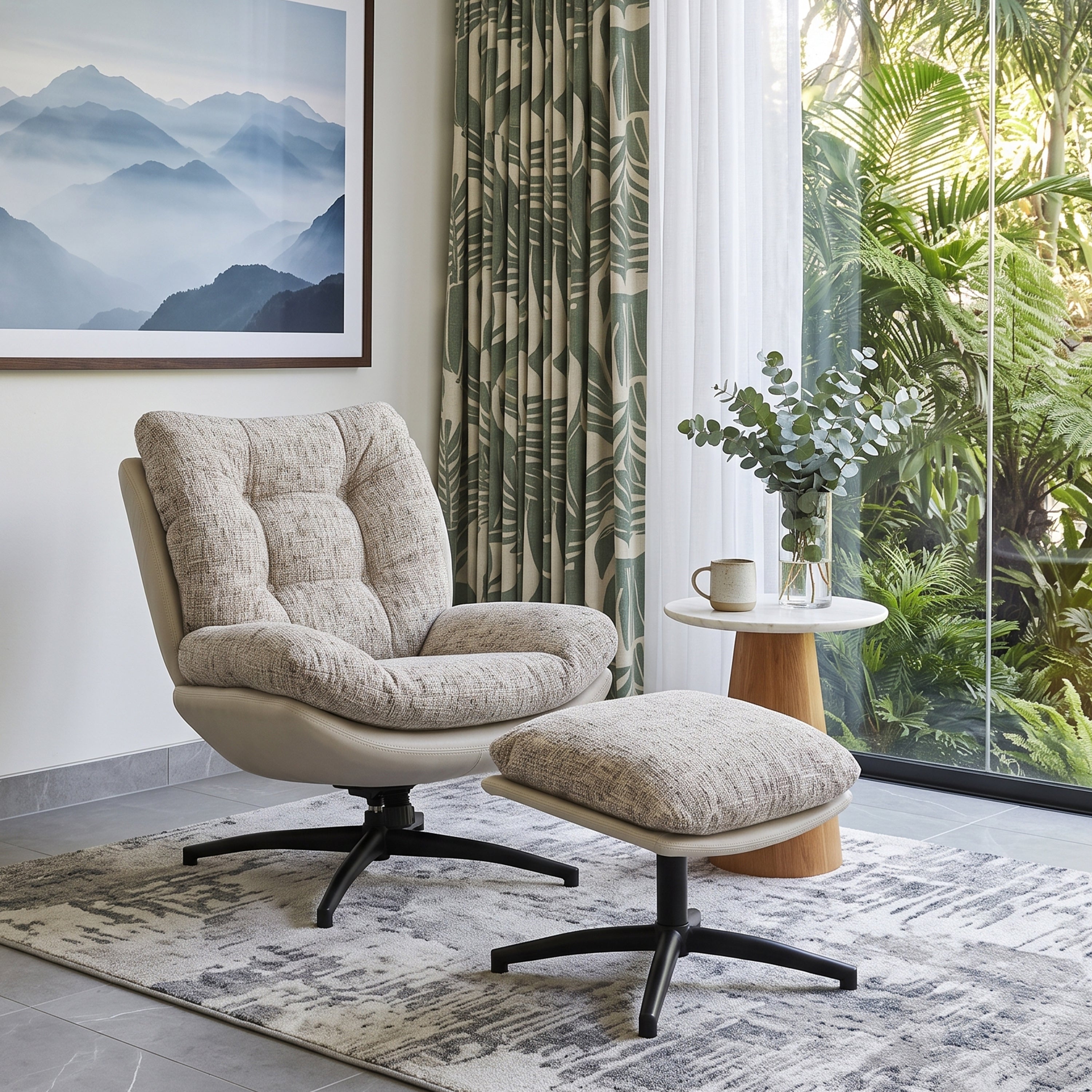 Dale Tilt and Swivel Accent Chair with Foot Stool