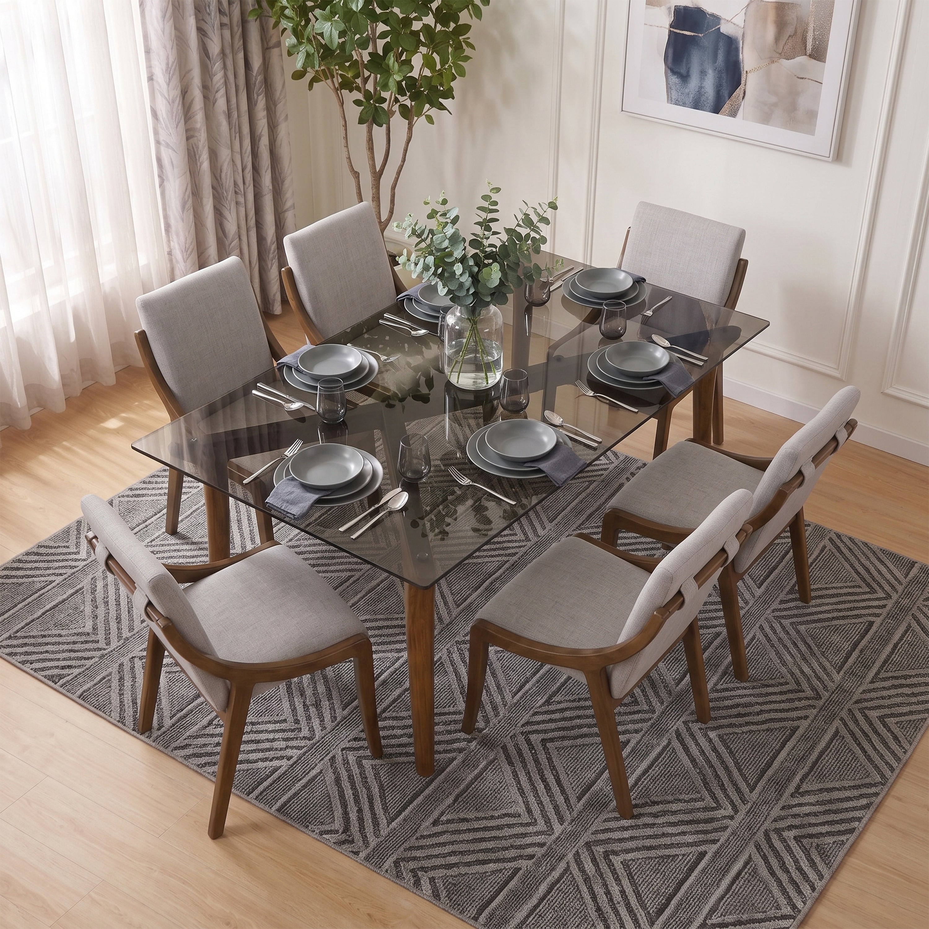 Nodi 6 Seater Glass Dining Set