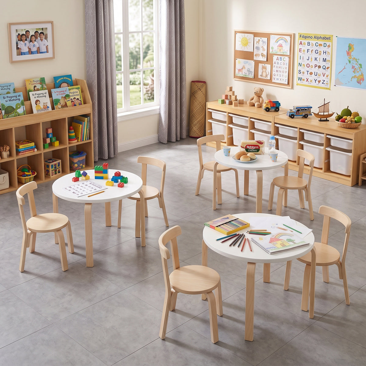 Scarlett Round Play Table and 2 Chairs - Natural