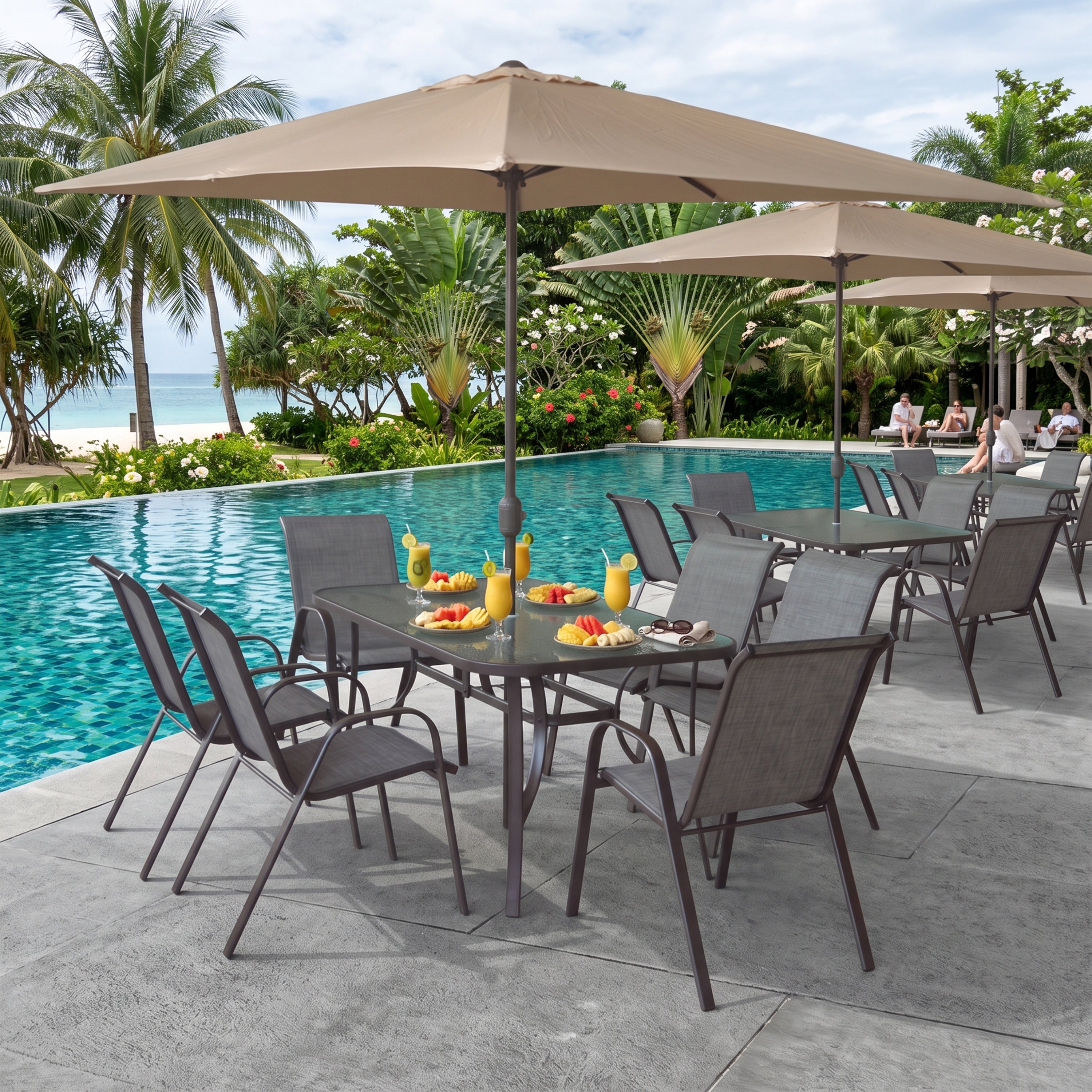 Synnova 6 Seater Outdoor Dining Set with Umbrella