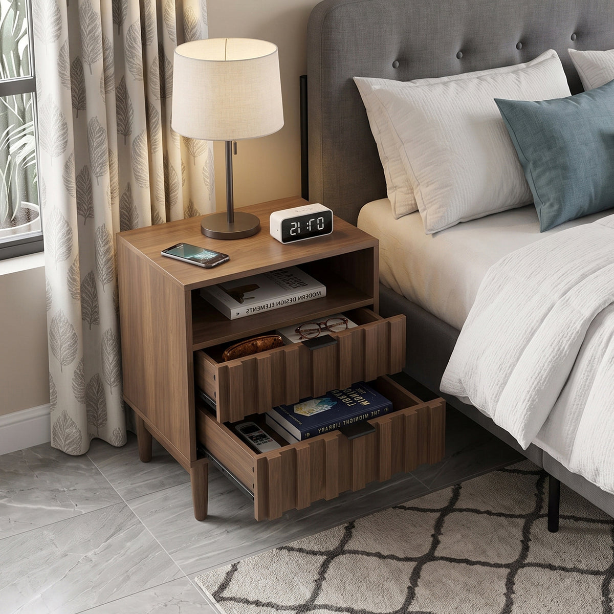 Yaco 2 Drawer Night Stand