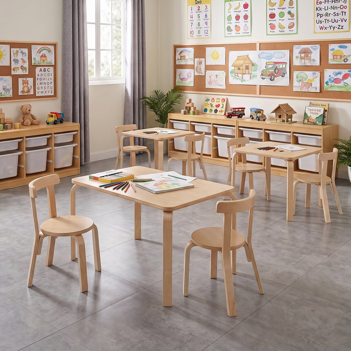 Scarlett Square Play Table and 2 Chairs - Natural