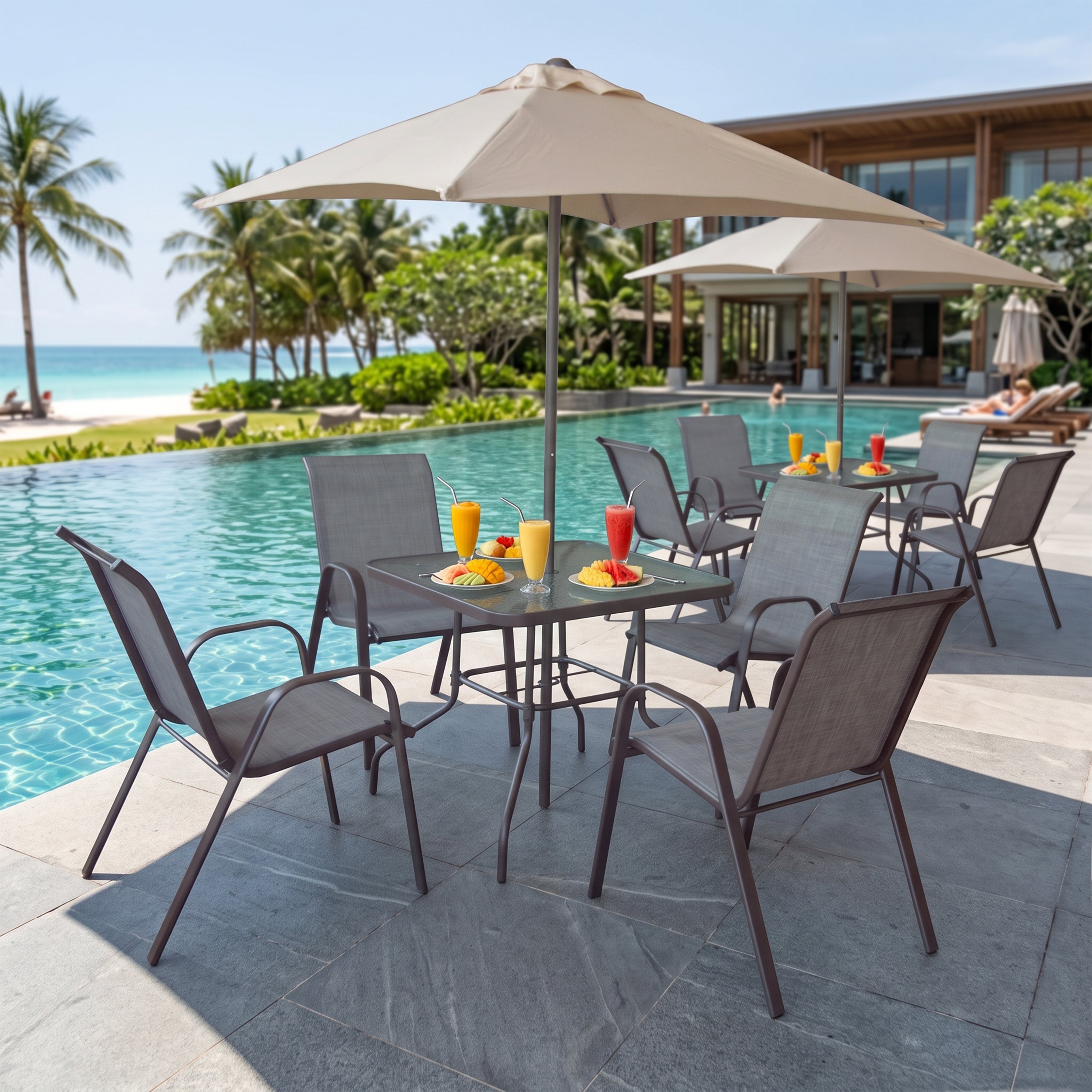 Synnova 4 Seater Outdoor Dining Set with Umbrella