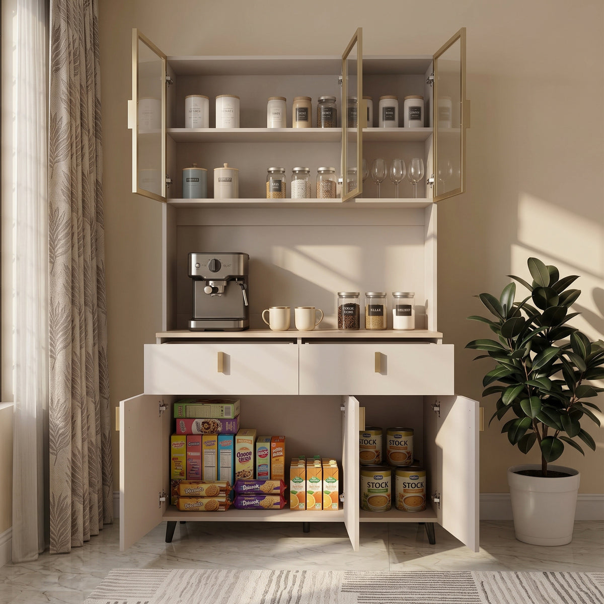 Elisia Pantry Cabinet with Glass