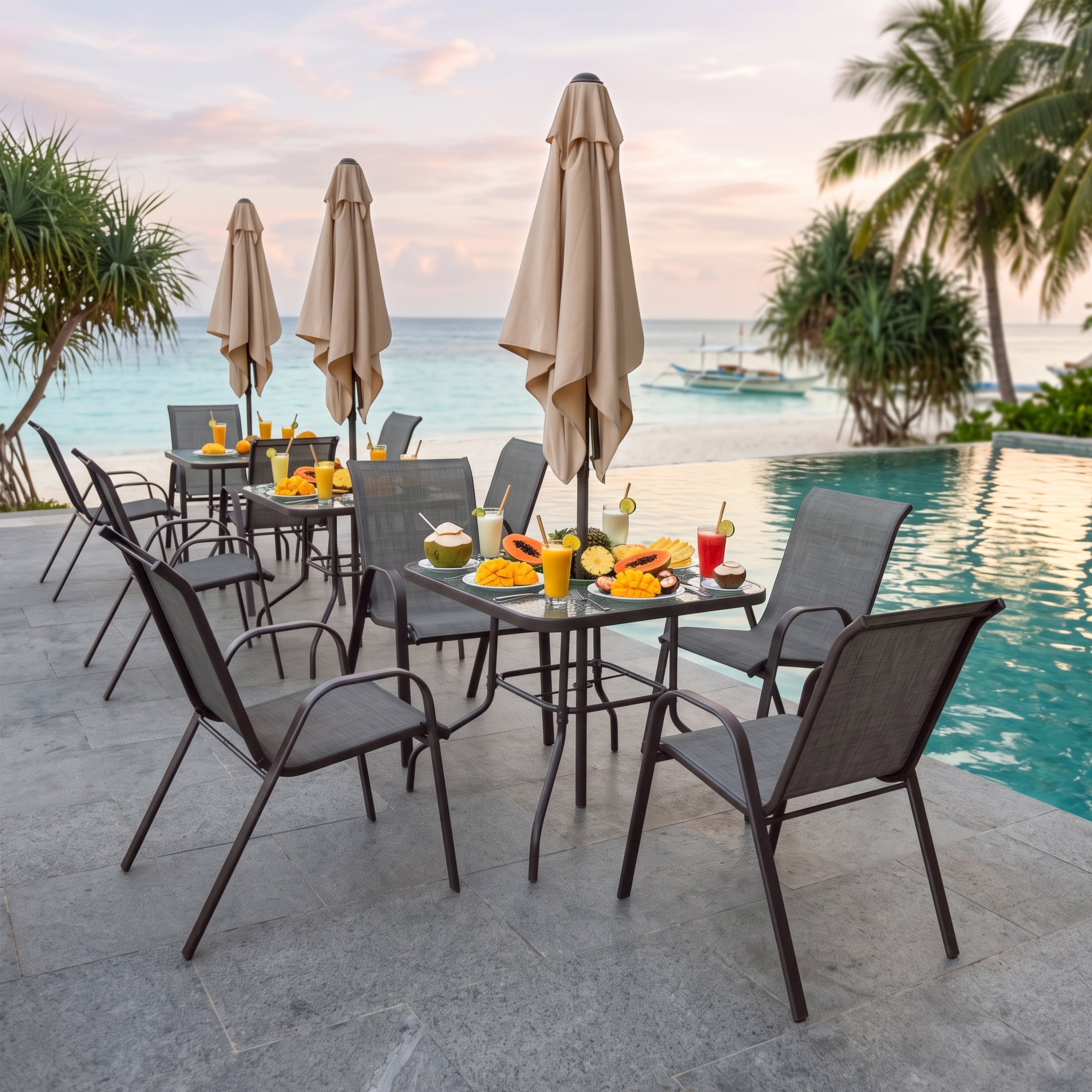 Synnova 4 Seater Outdoor Dining Set with Umbrella
