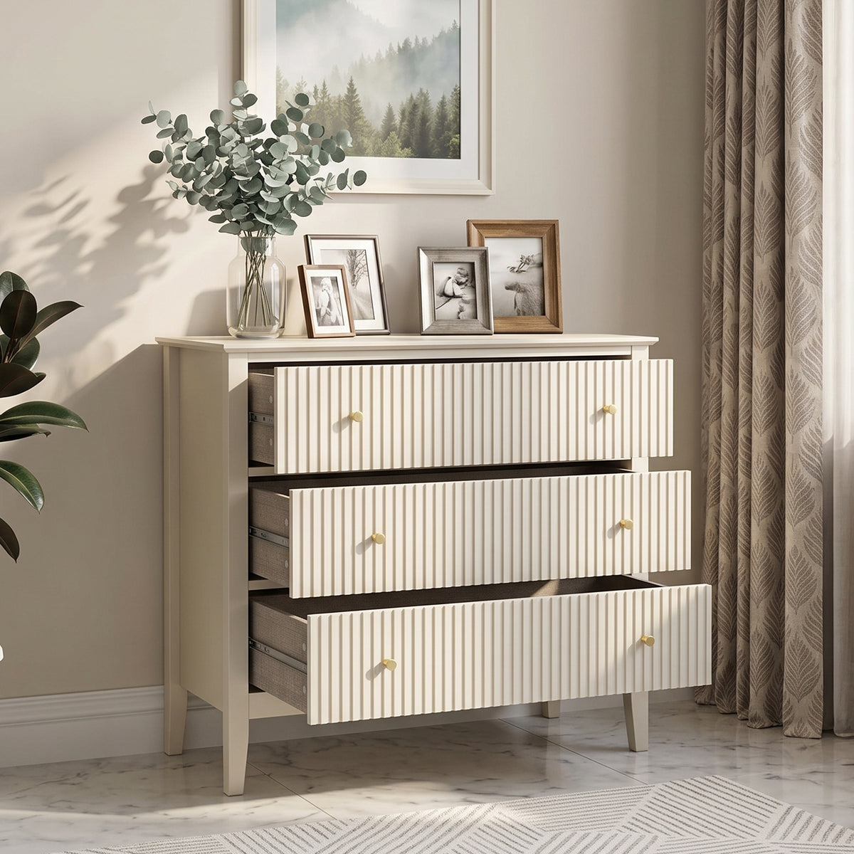 Prince Fluted 3 Chest of Drawers