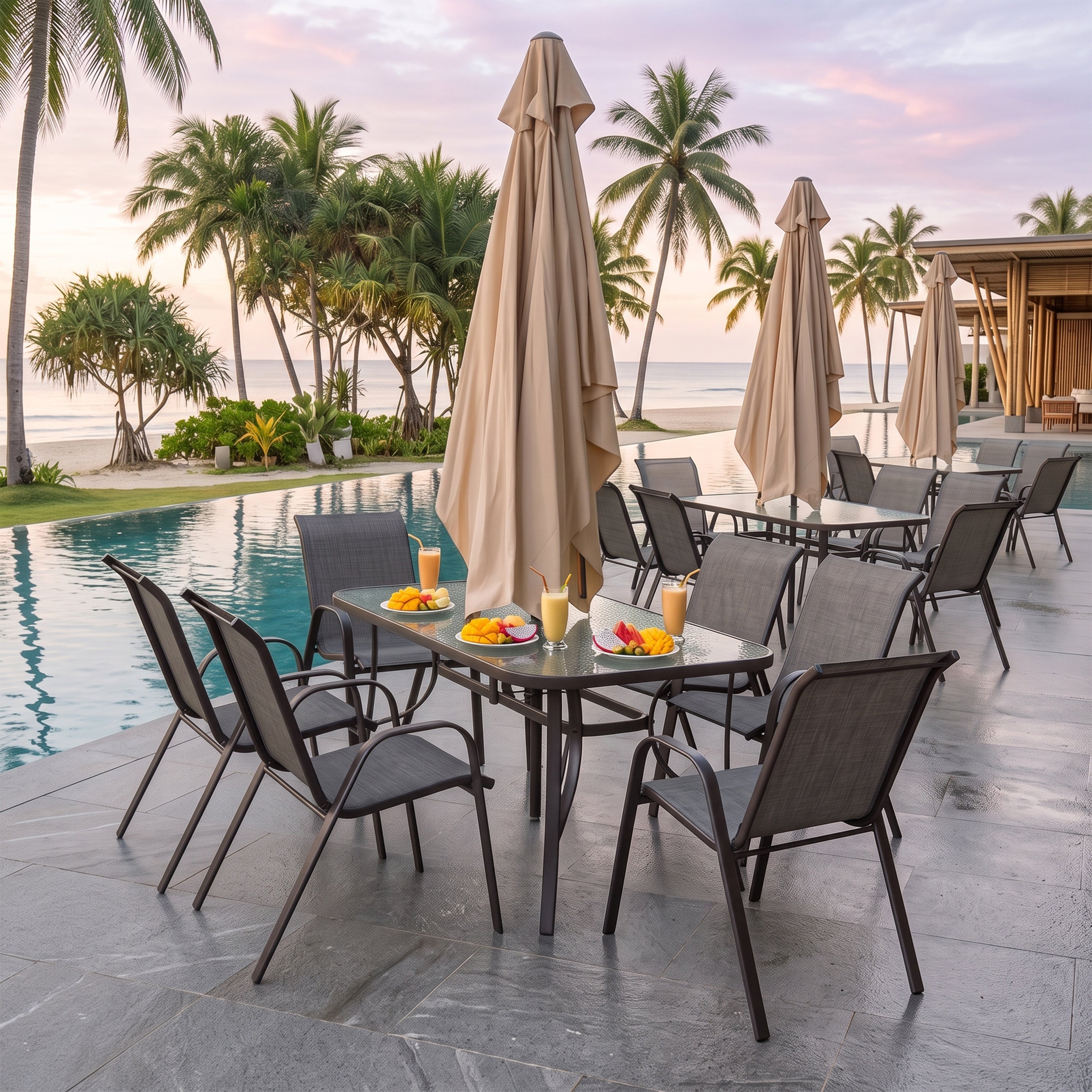 Synnova 6 Seater Outdoor Dining Set with Umbrella