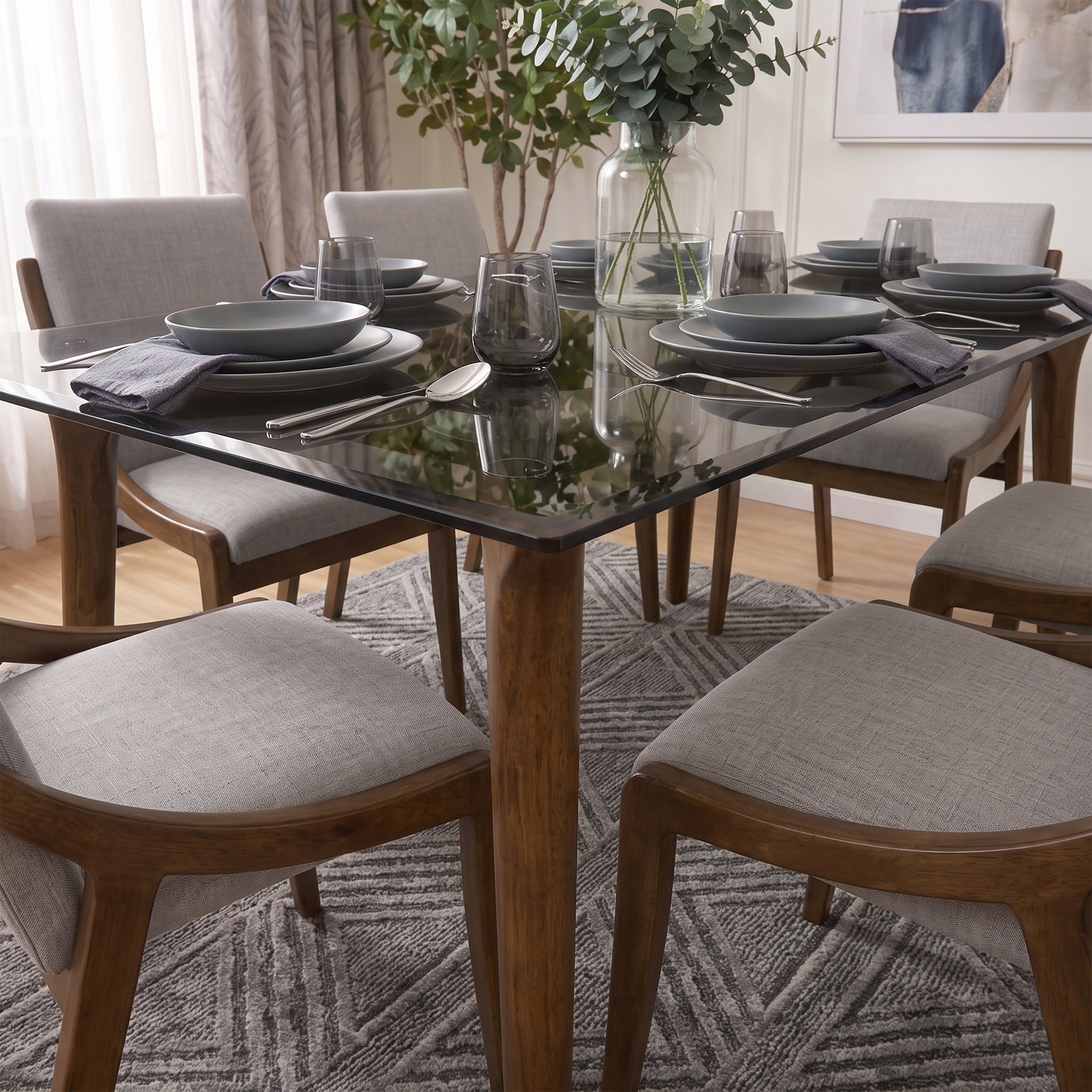 Nodi 6 Seater Glass Dining Set