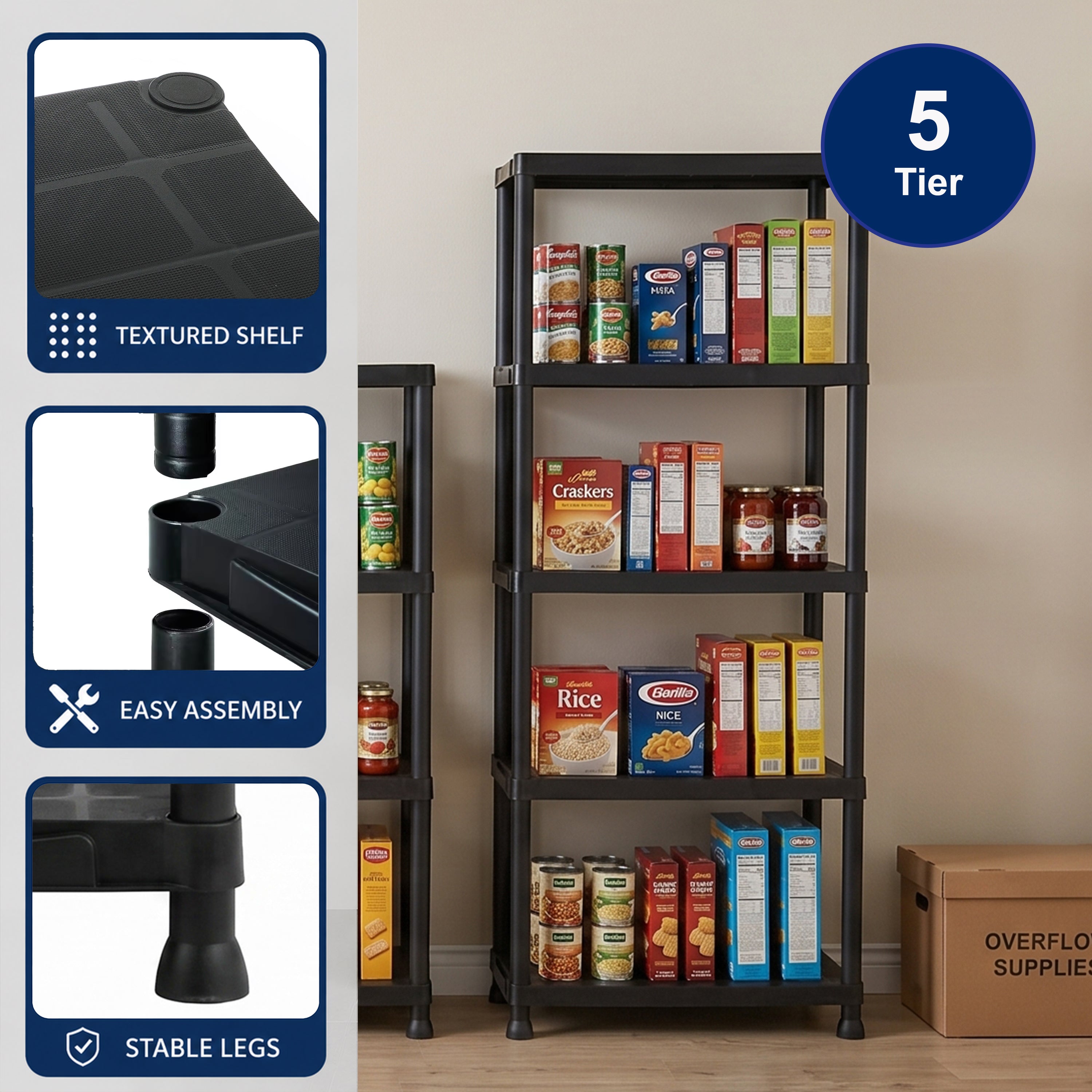 Brielle 5 Tier Plastic Shelving