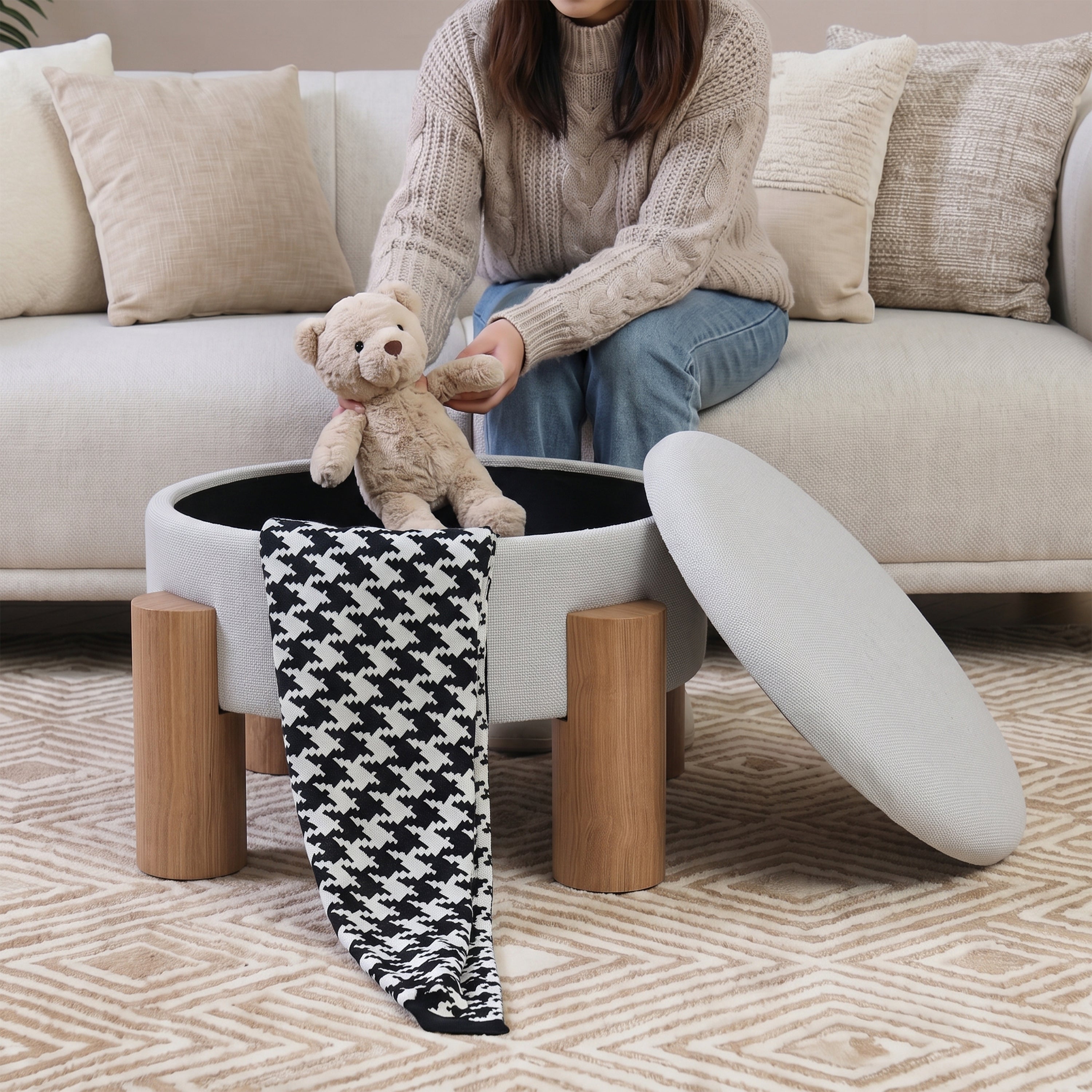 Emily Round Storage Ottoman
