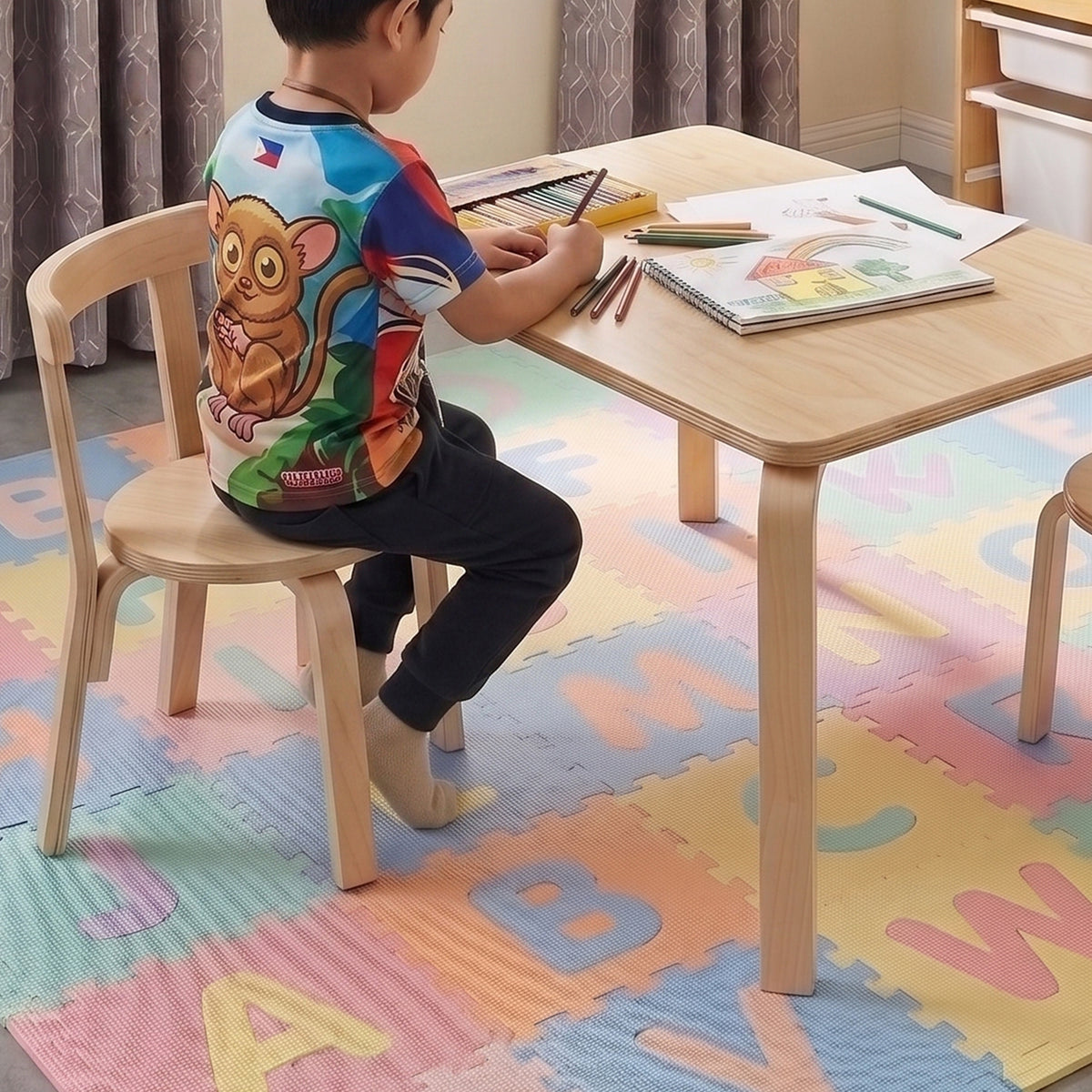 Scarlett Square Play Table and 2 Chairs - Natural