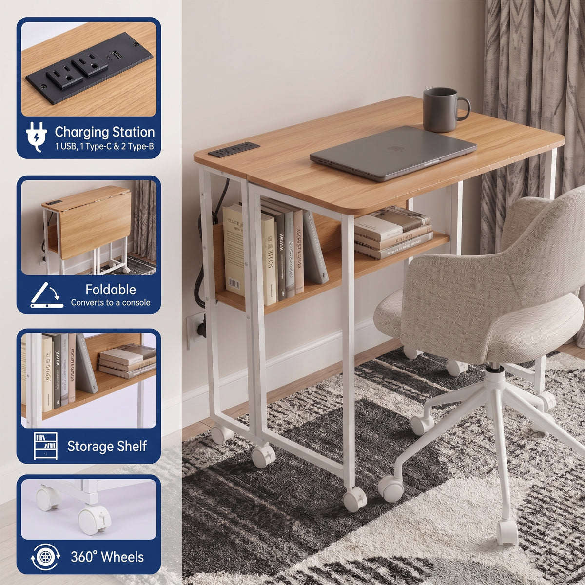 Meji Folding Table With Mini Console