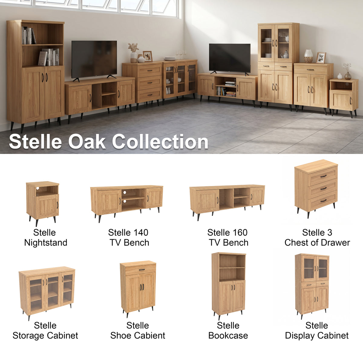 Stelle 140 cm TV Bench