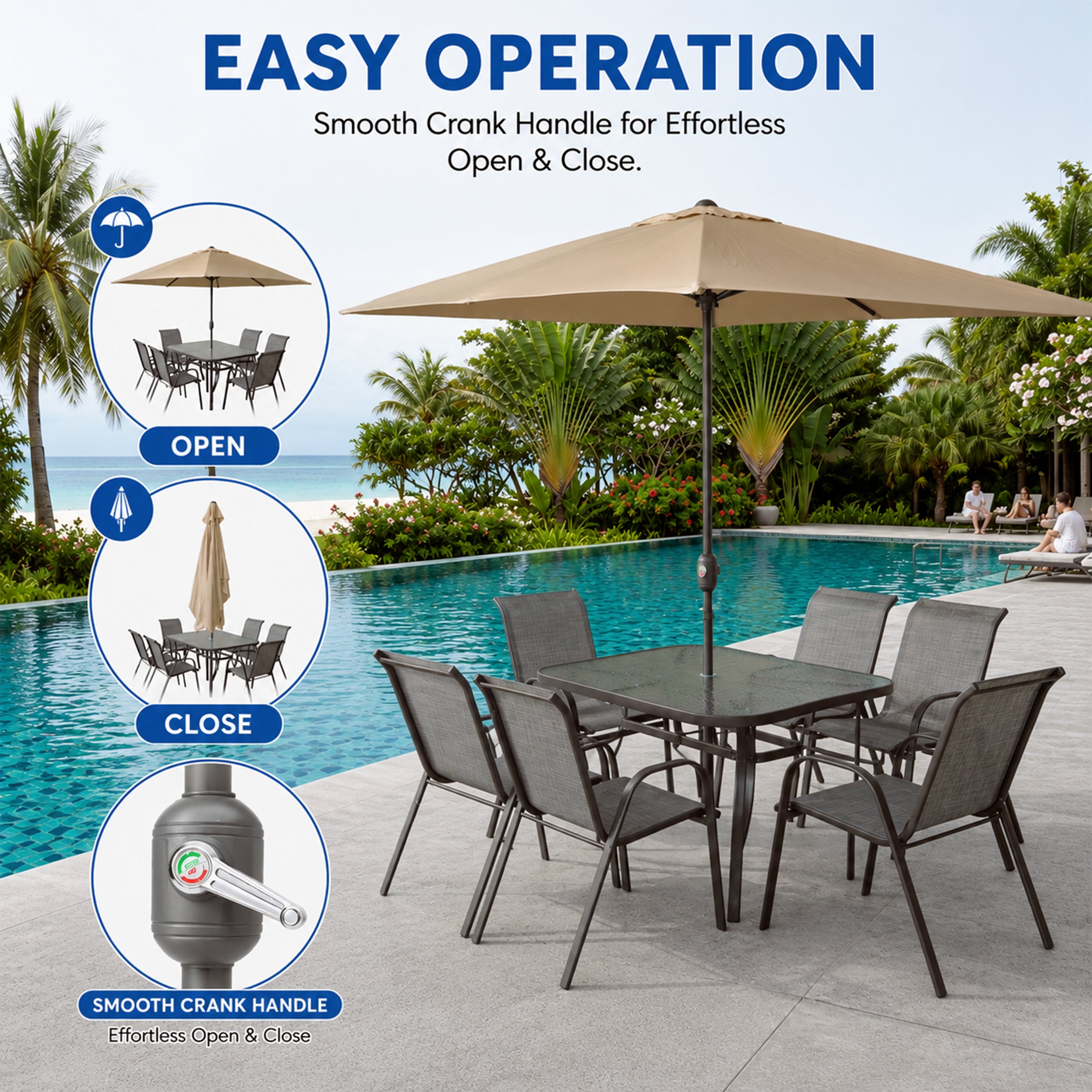 Synnova 6 Seater Outdoor Dining Set with Umbrella