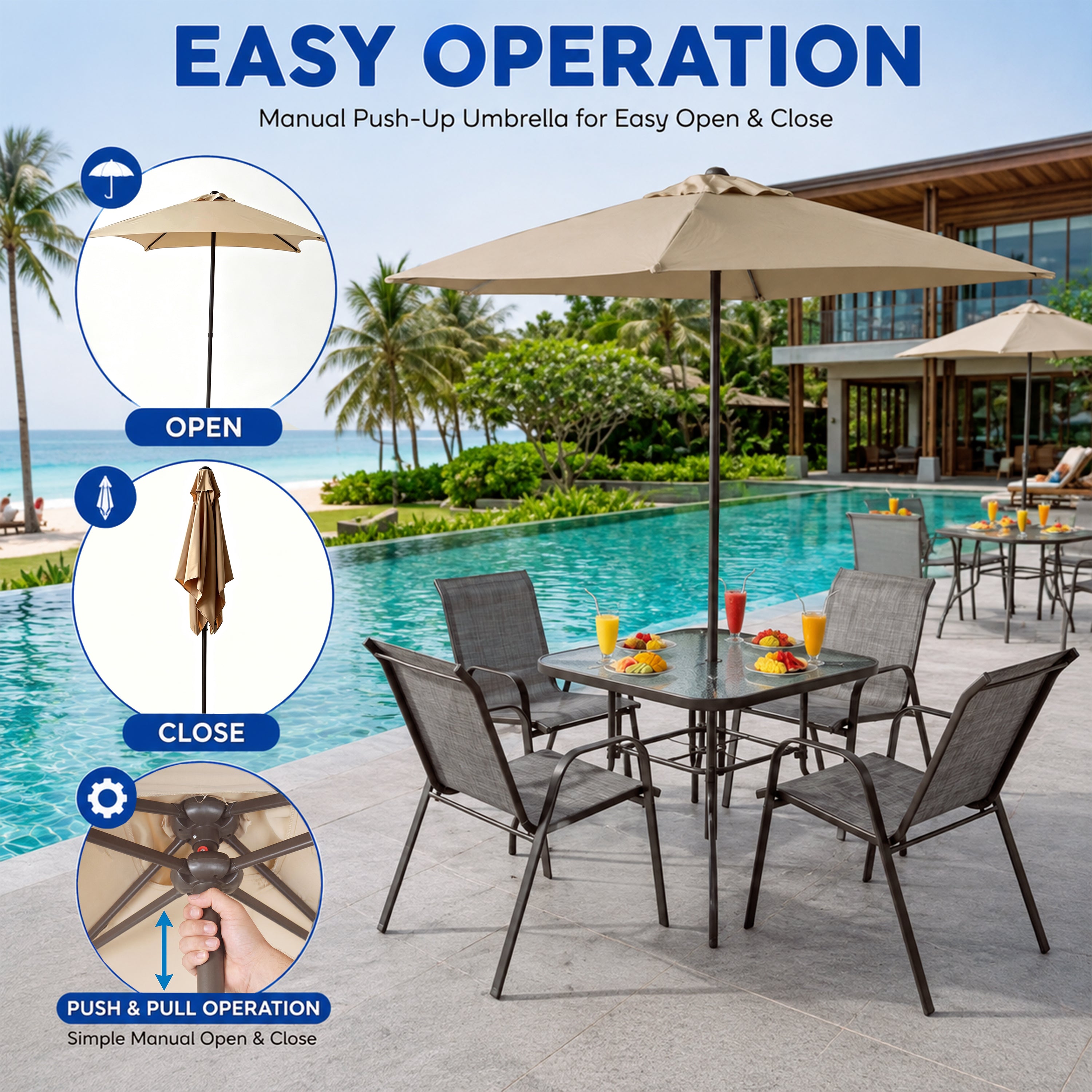 Synnova 4 Seater Outdoor Dining Set with Umbrella