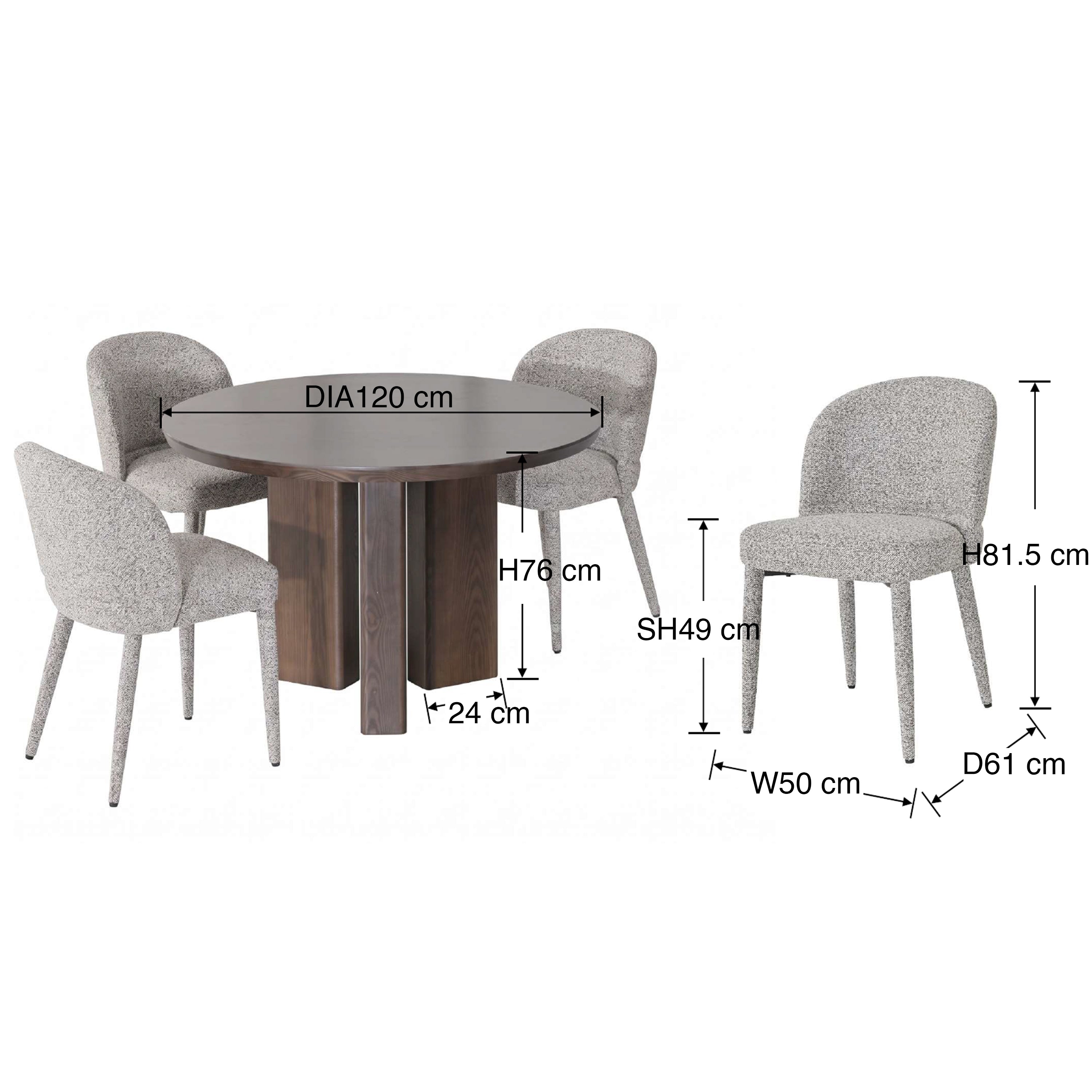 Leila Round 4 Seater Dining Set