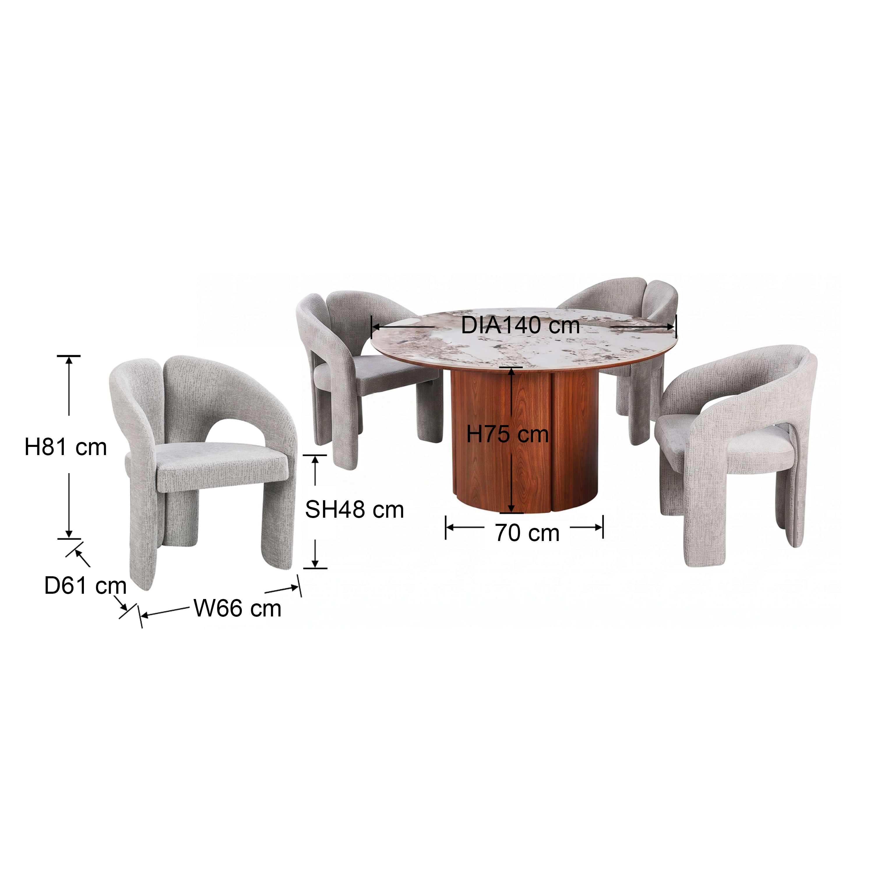 Maloy Round 4 Seater Dining Set