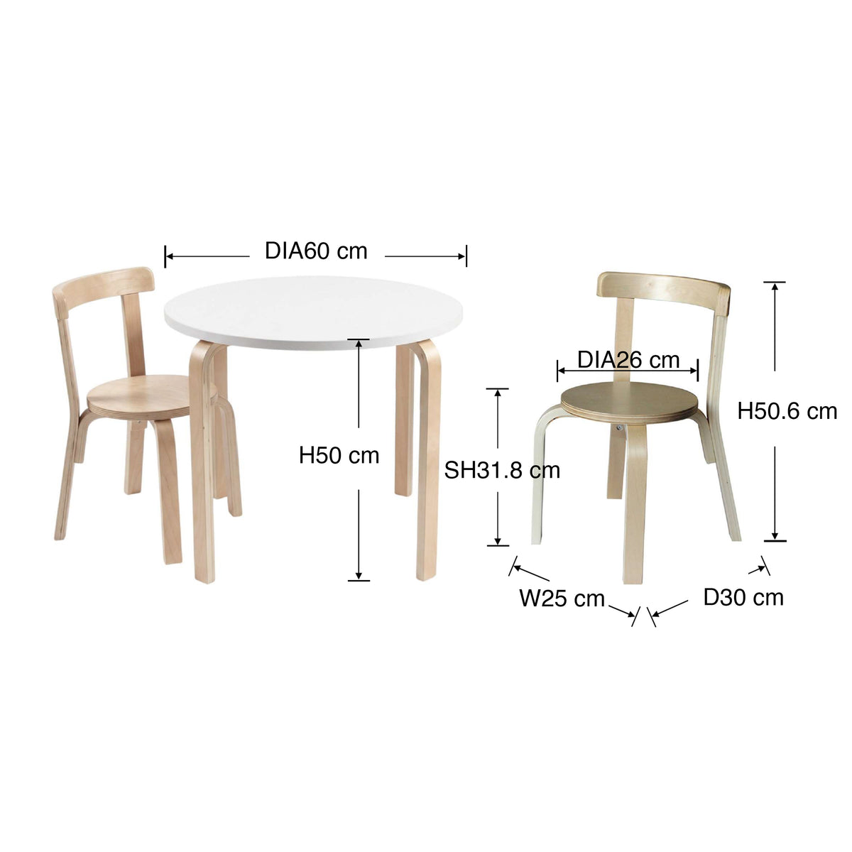 Scarlett Round Play Table and 2 Chairs - Natural