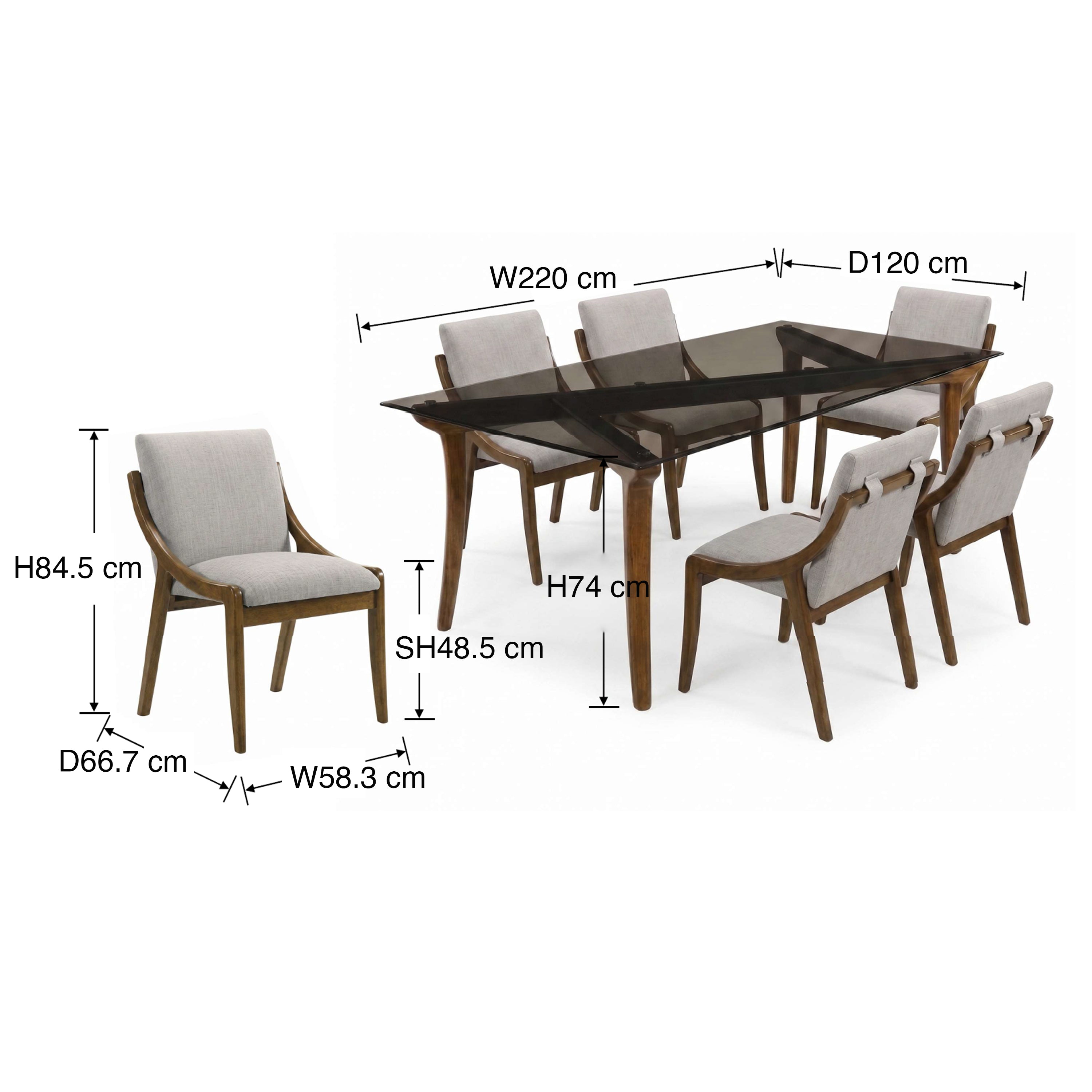 Nodi 6 Seater Glass Dining Set