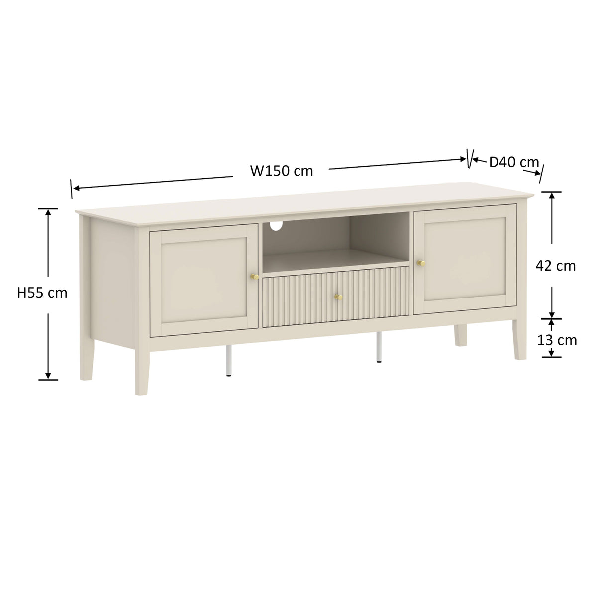 Prince Fluted 150 cm TV Cabinet
