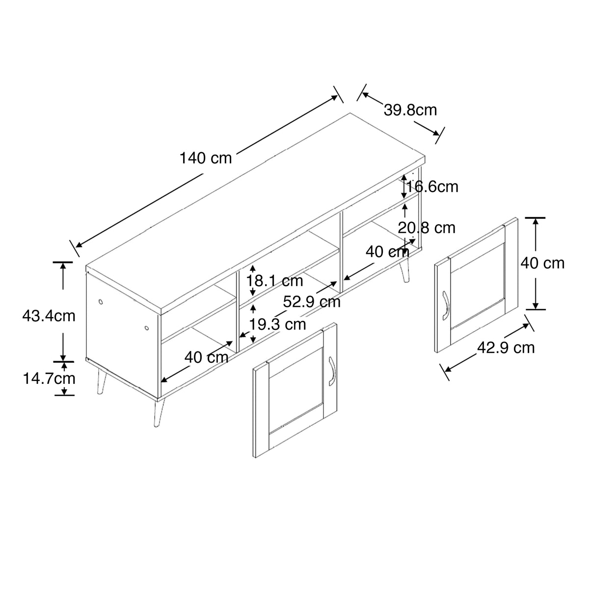 Stelle 140 cm TV Bench